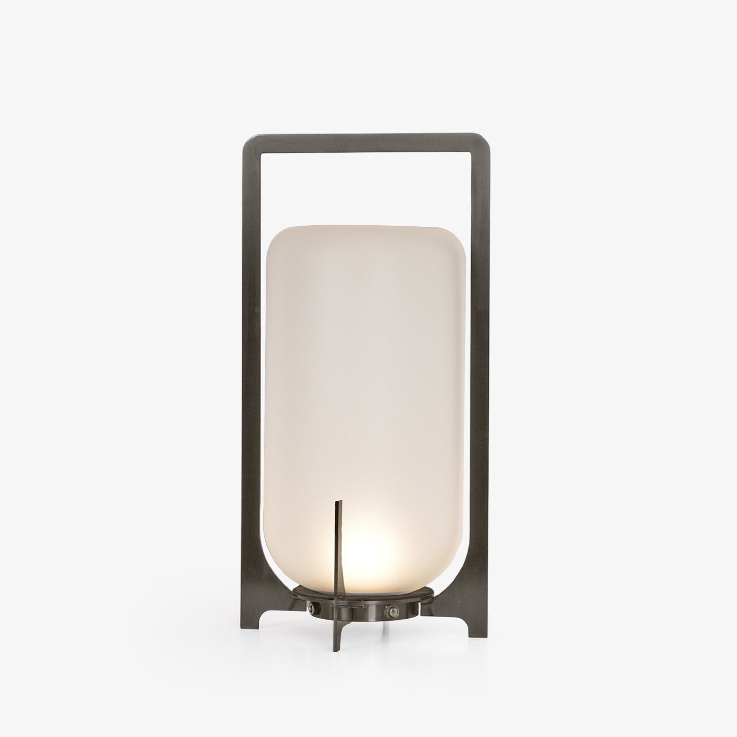 Lampe de table lanterne en inox – allumage automatique crépusculaire