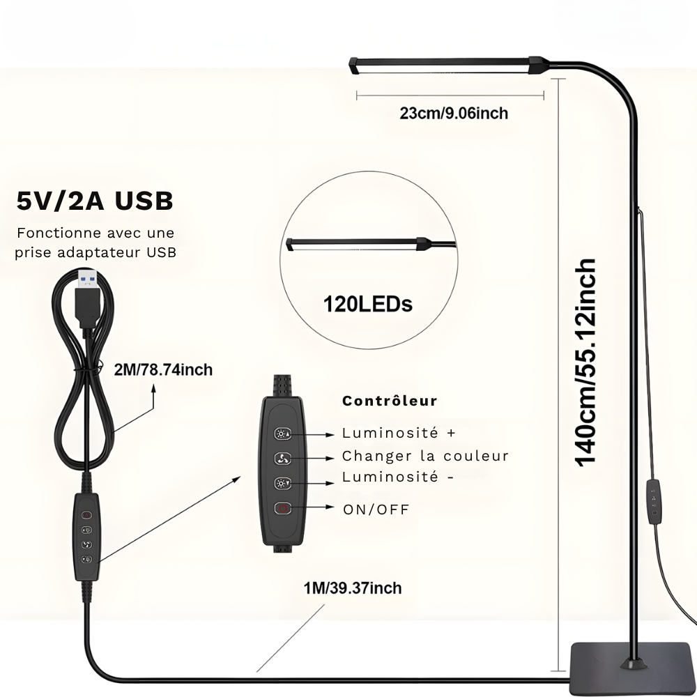 Lampadaire LED flexible orientable Neria