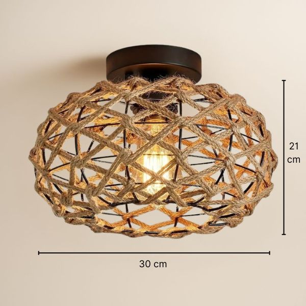 Plafonnier sphérique en corde naturelle Noaé