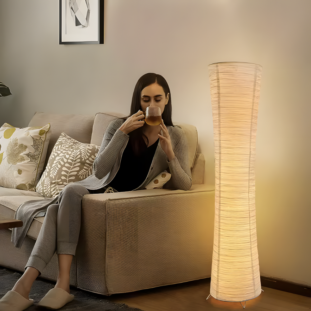 Lampadaire papier minimaliste Hinora