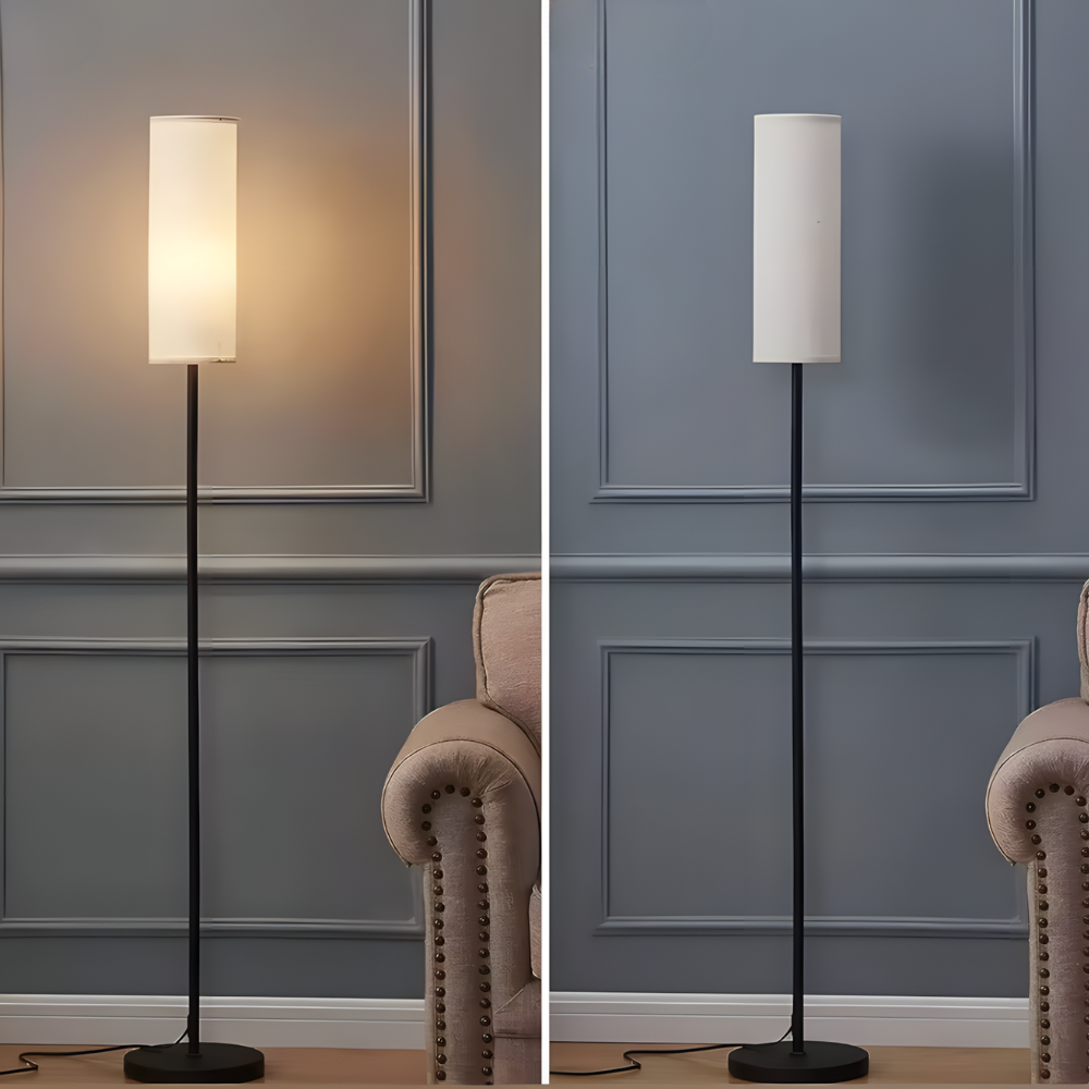 Lampadaire en tissu effet lin Nérina
