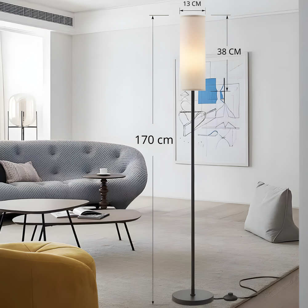 Lampadaire en tissu effet lin Nérina