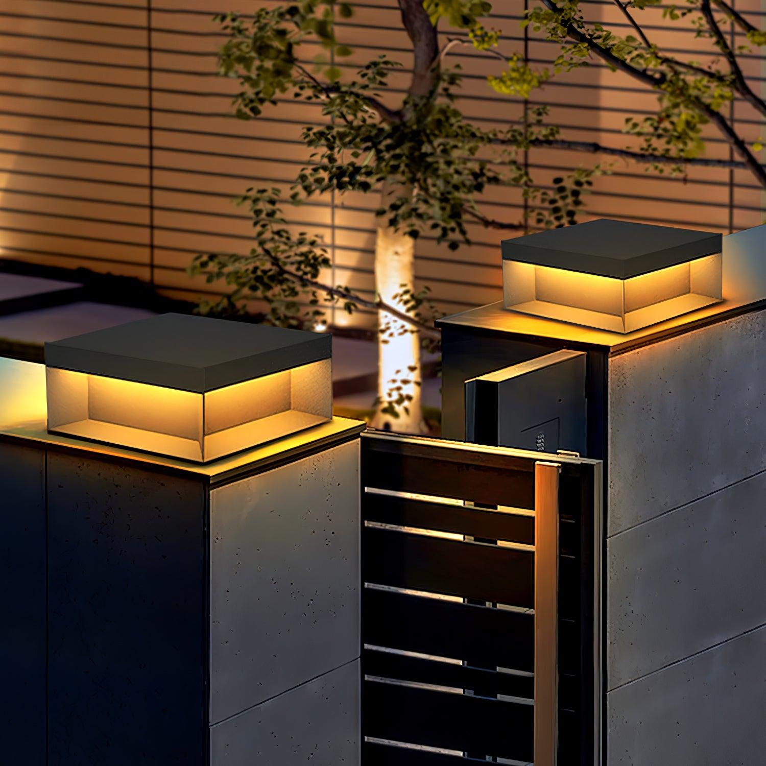Borne de jardin LED en métal sablé – imperméable IP65, filaire ou solaire