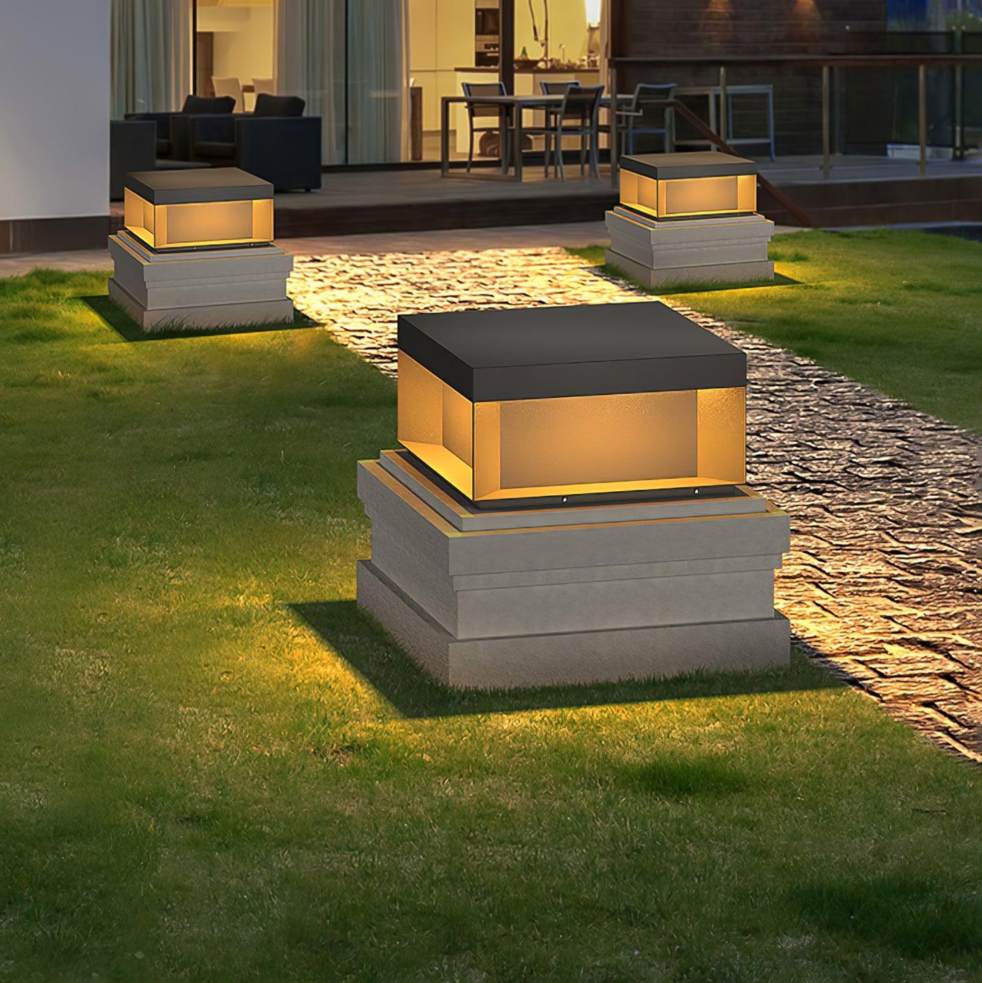 Borne de jardin LED en métal sablé – imperméable IP65, filaire ou solaire