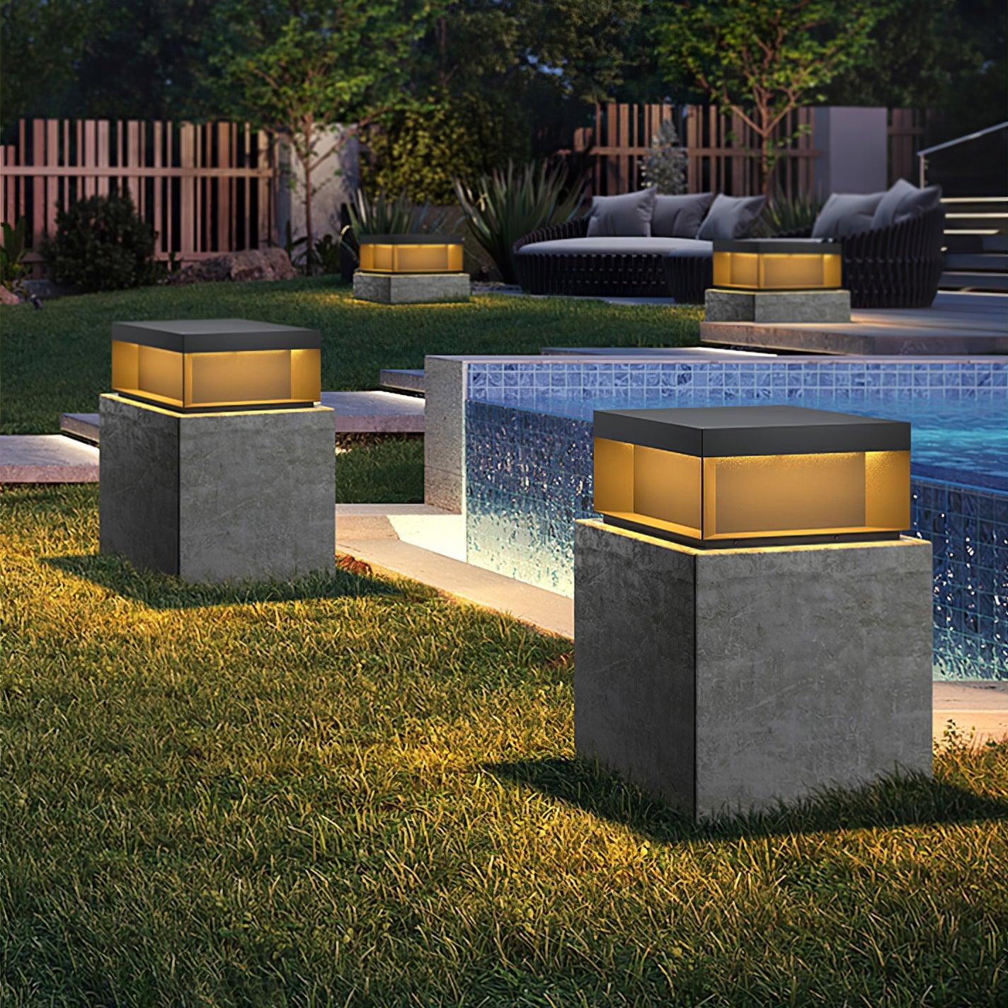 Borne de jardin LED en métal sablé – imperméable IP65, filaire ou solaire