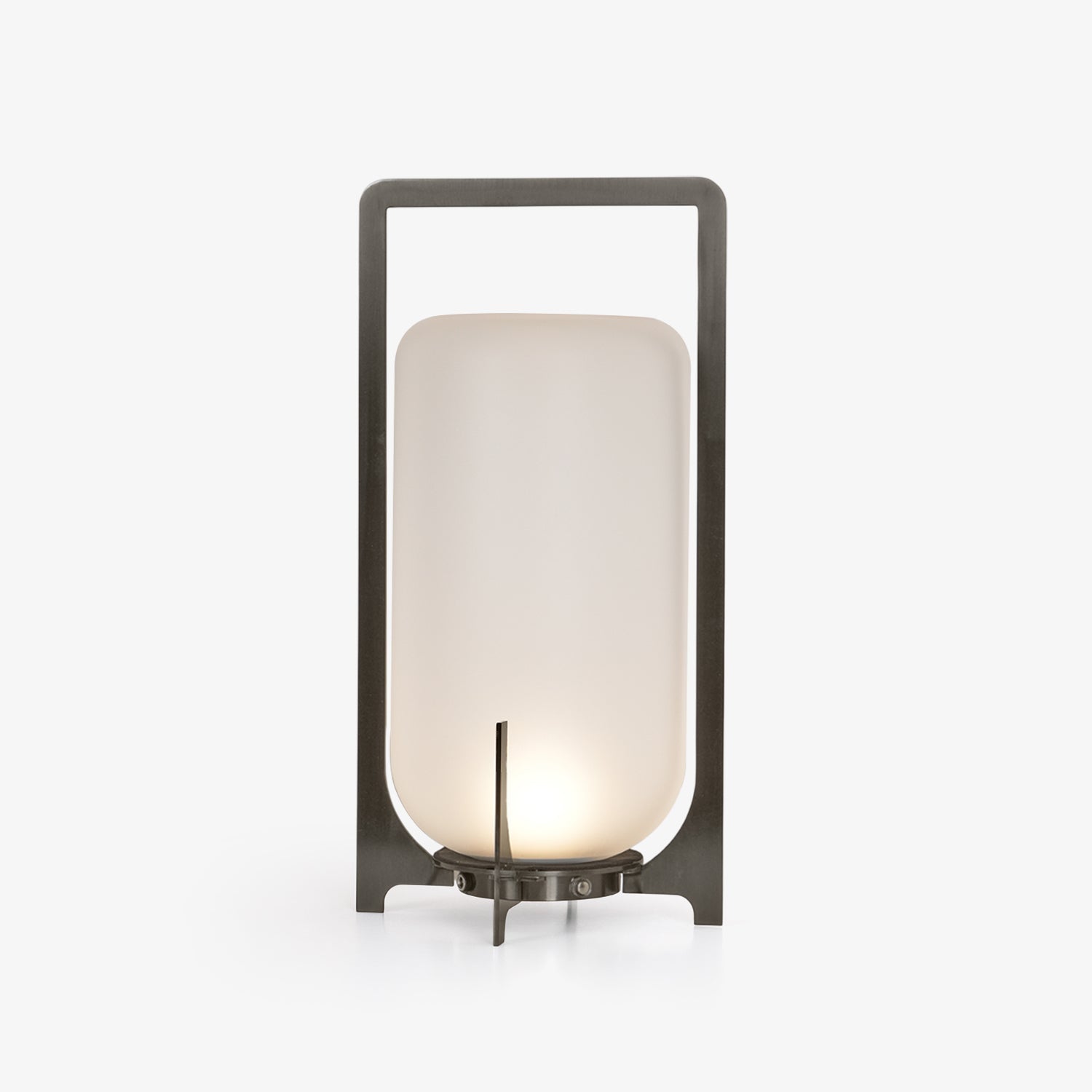 Lampe de table lanterne en inox – allumage automatique crépusculaire