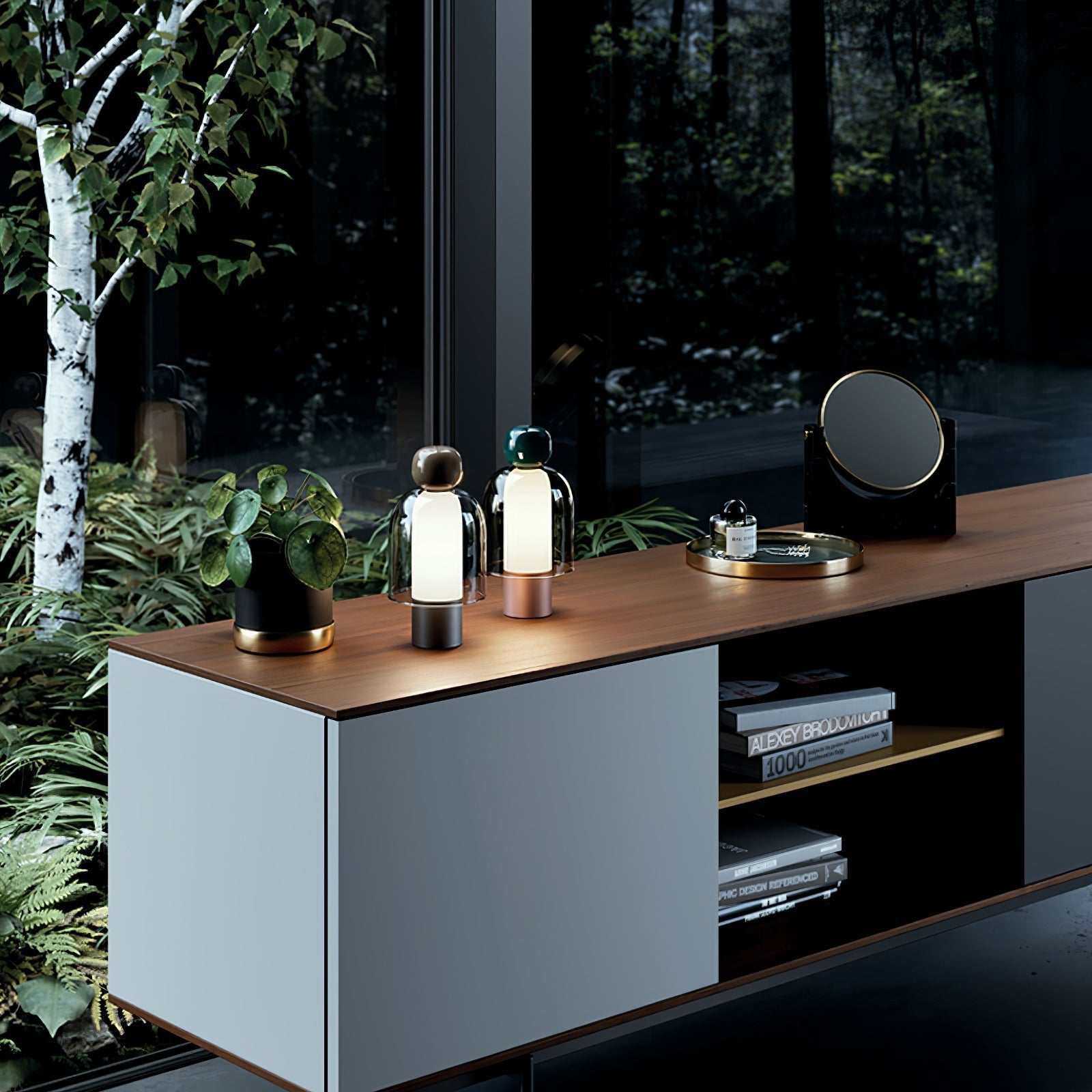 Lampe de table rechargeable en verre coloré Lumina Joy – design minimaliste