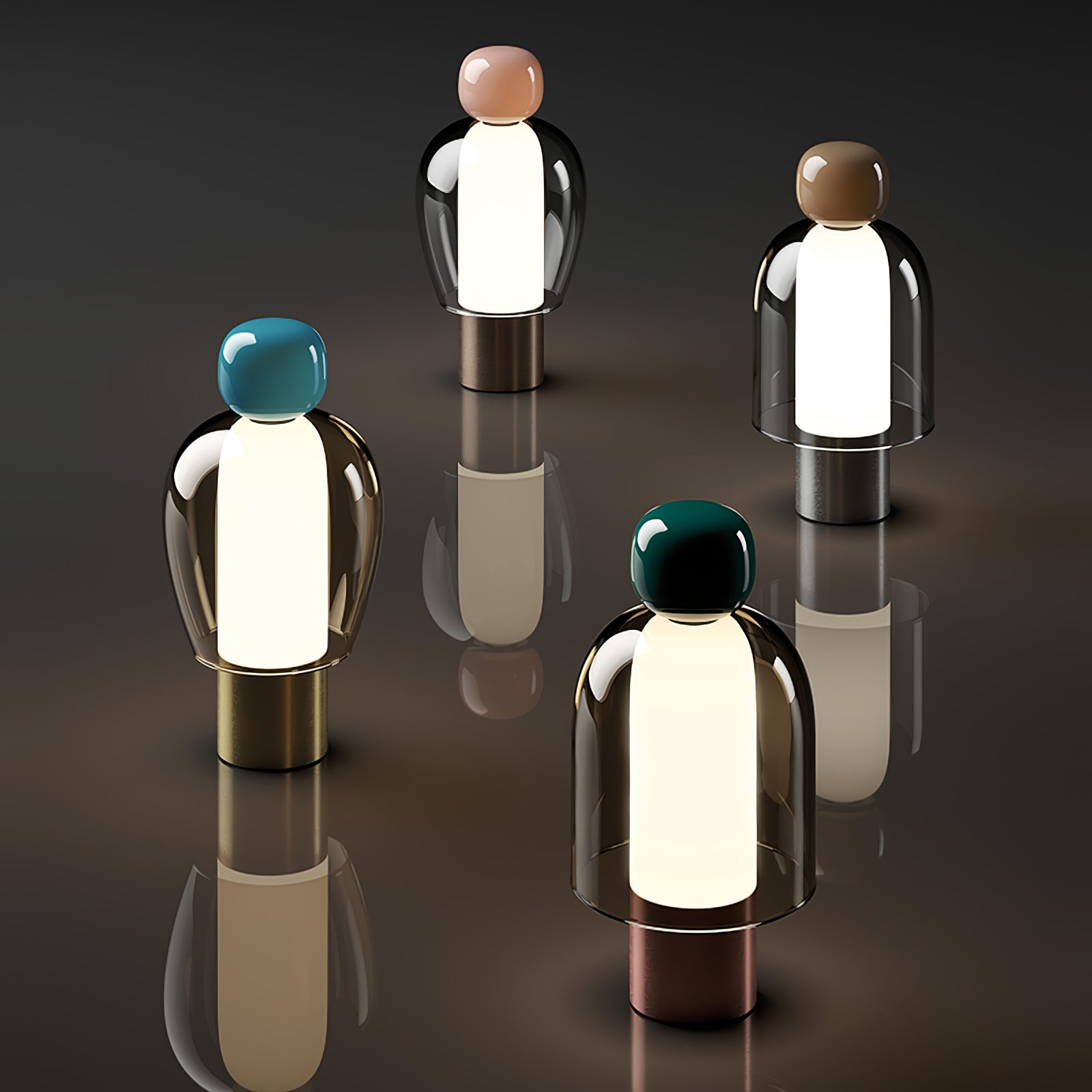 Lampe de table rechargeable en verre coloré Lumina Joy – design minimaliste