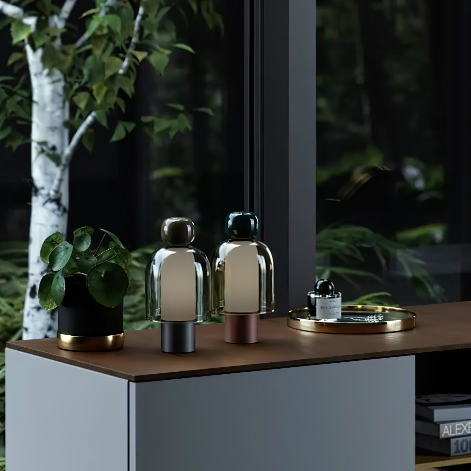 Lampe de table rechargeable en verre coloré Lumina Joy – design minimaliste