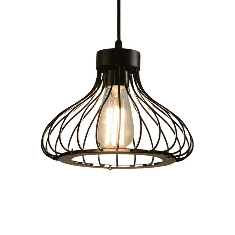 Suspension industrielle en métal noir Ornex