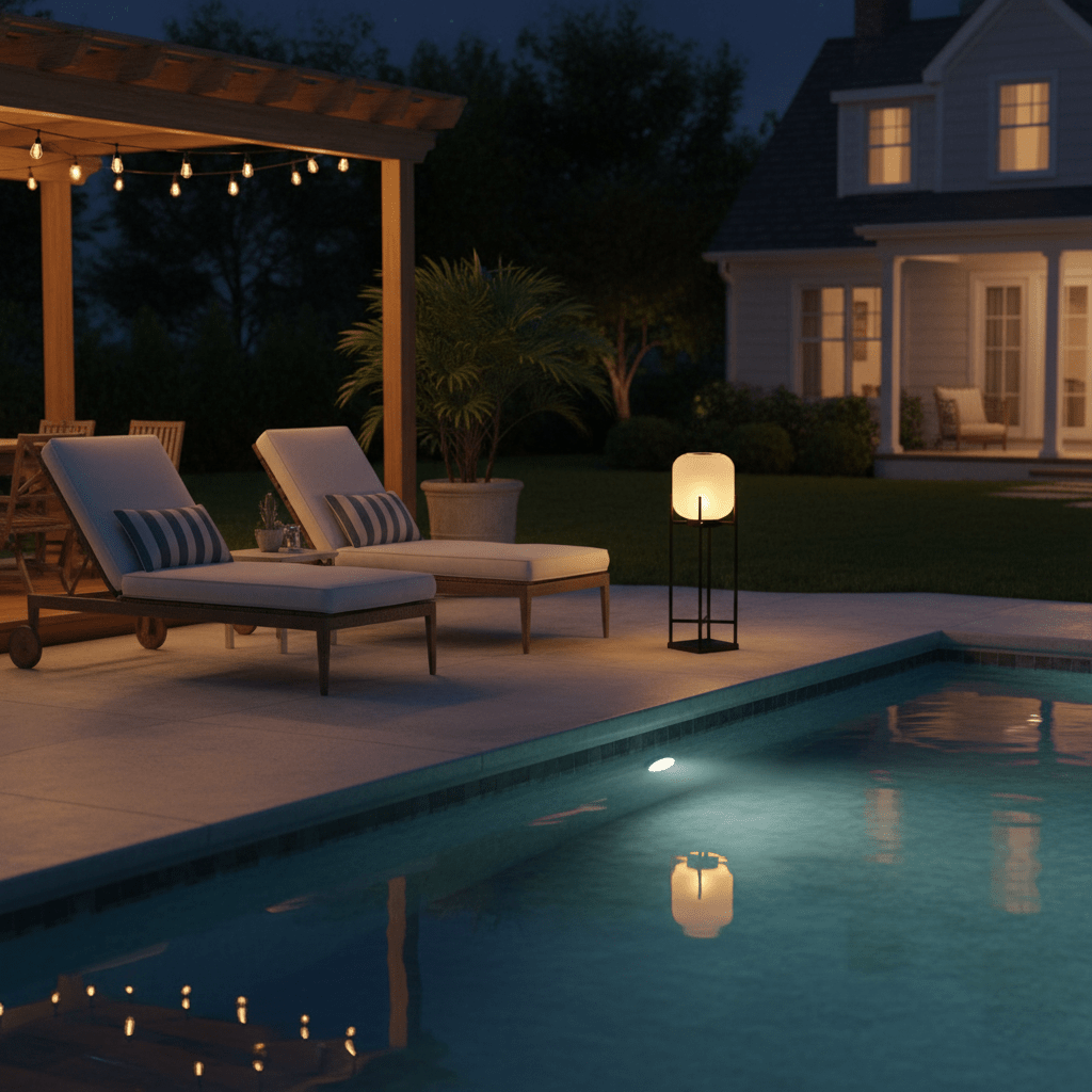Lampadaire solaire en inox et verre style lanterne – éclairage jardin automatique