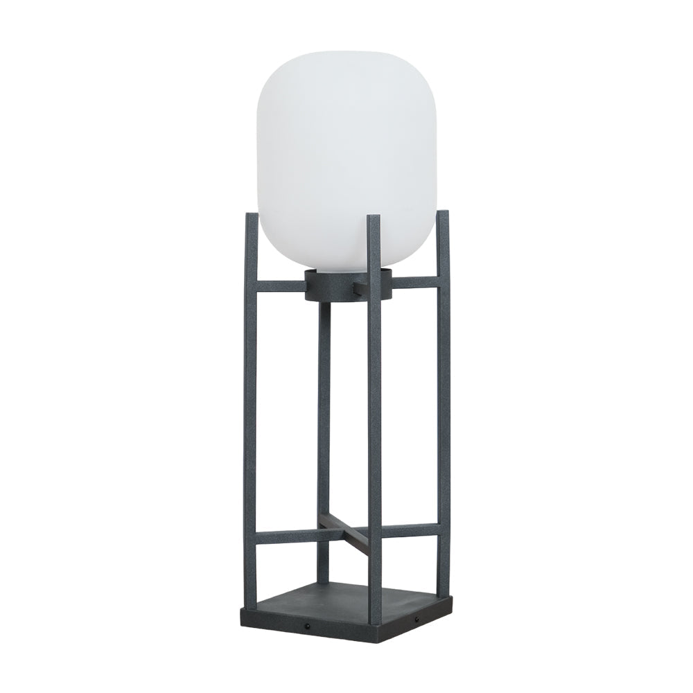 Lampadaire solaire en inox et verre style lanterne – éclairage jardin automatique