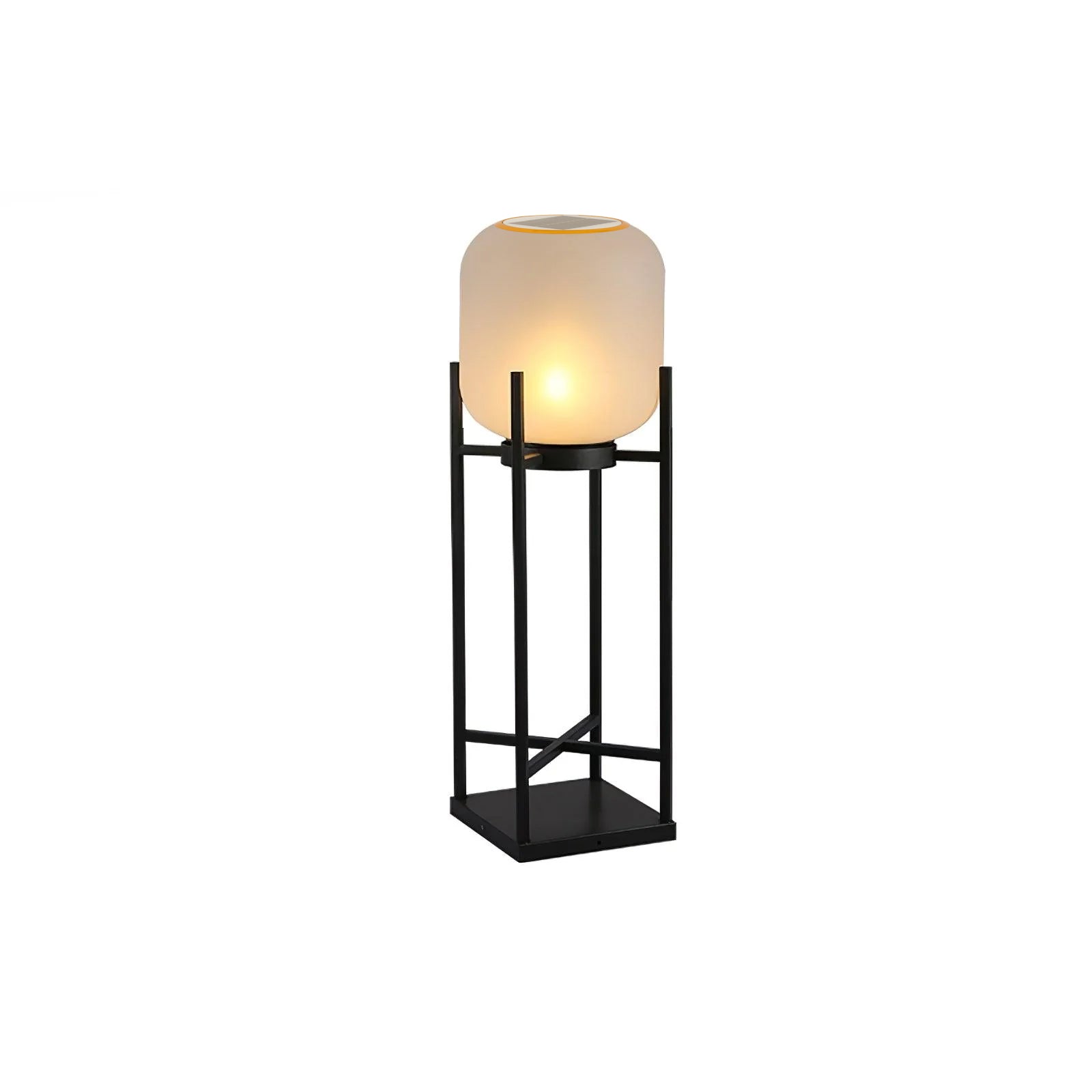 Lampadaire solaire en inox et verre style lanterne – éclairage jardin automatique