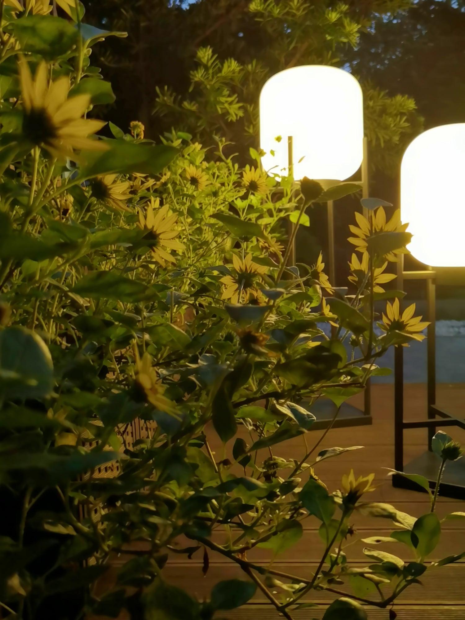Lampadaire solaire en inox et verre style lanterne – éclairage jardin automatique