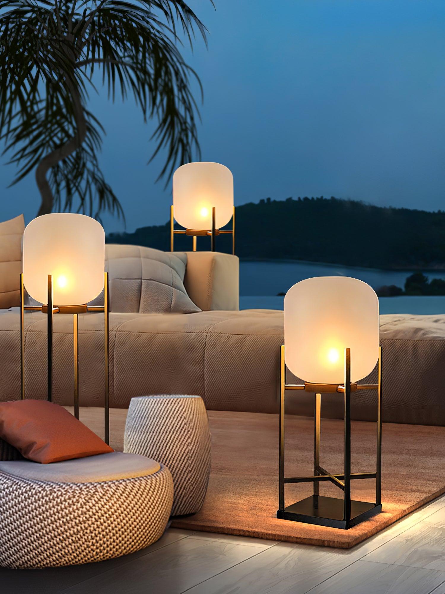 Lampadaire solaire en inox et verre style lanterne – éclairage jardin automatique