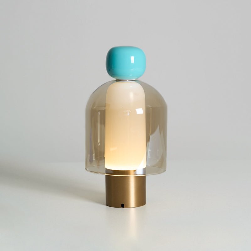 Lampe de table rechargeable en verre coloré Lumina Joy – design minimaliste