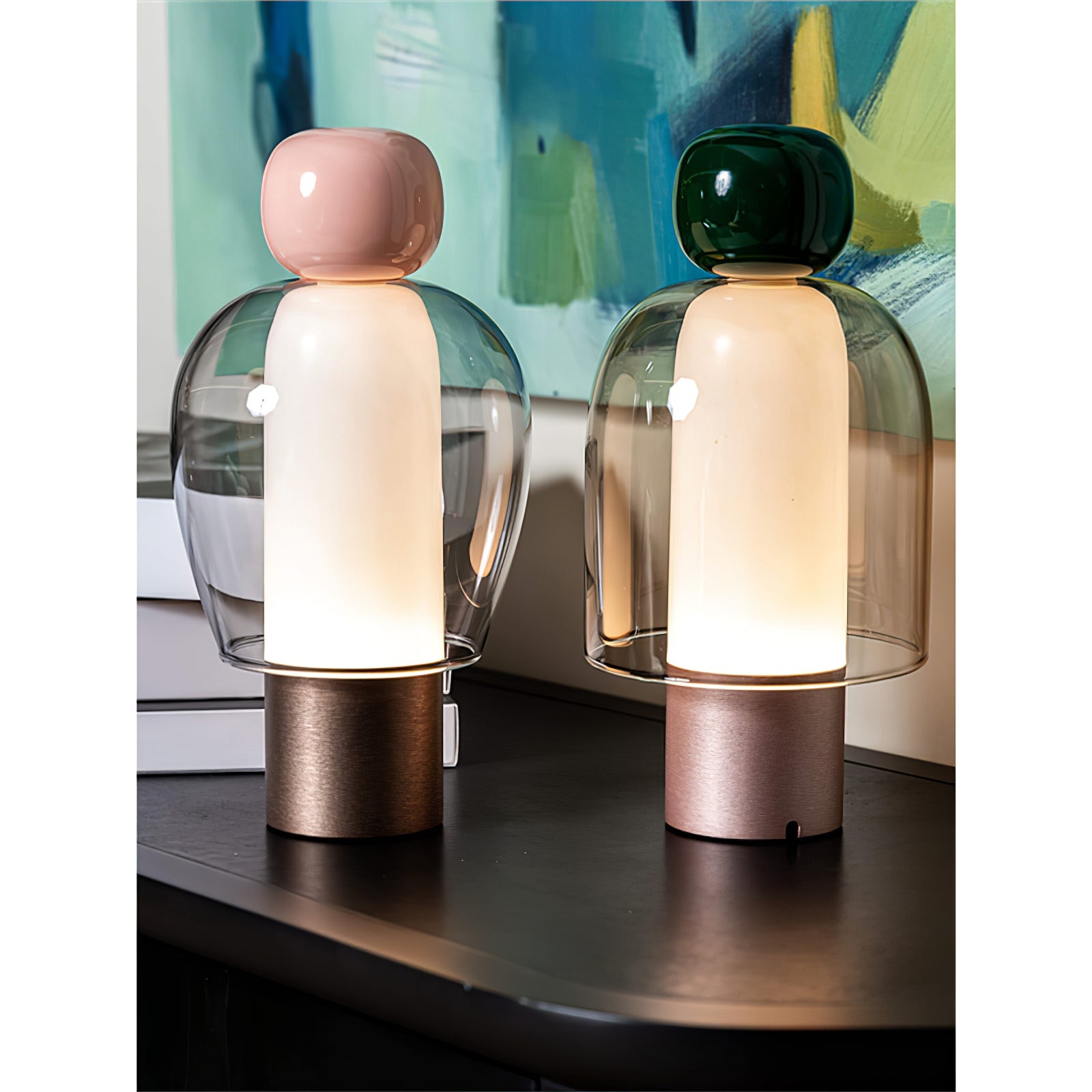 Lampe de table rechargeable en verre coloré Lumina Joy – design minimaliste