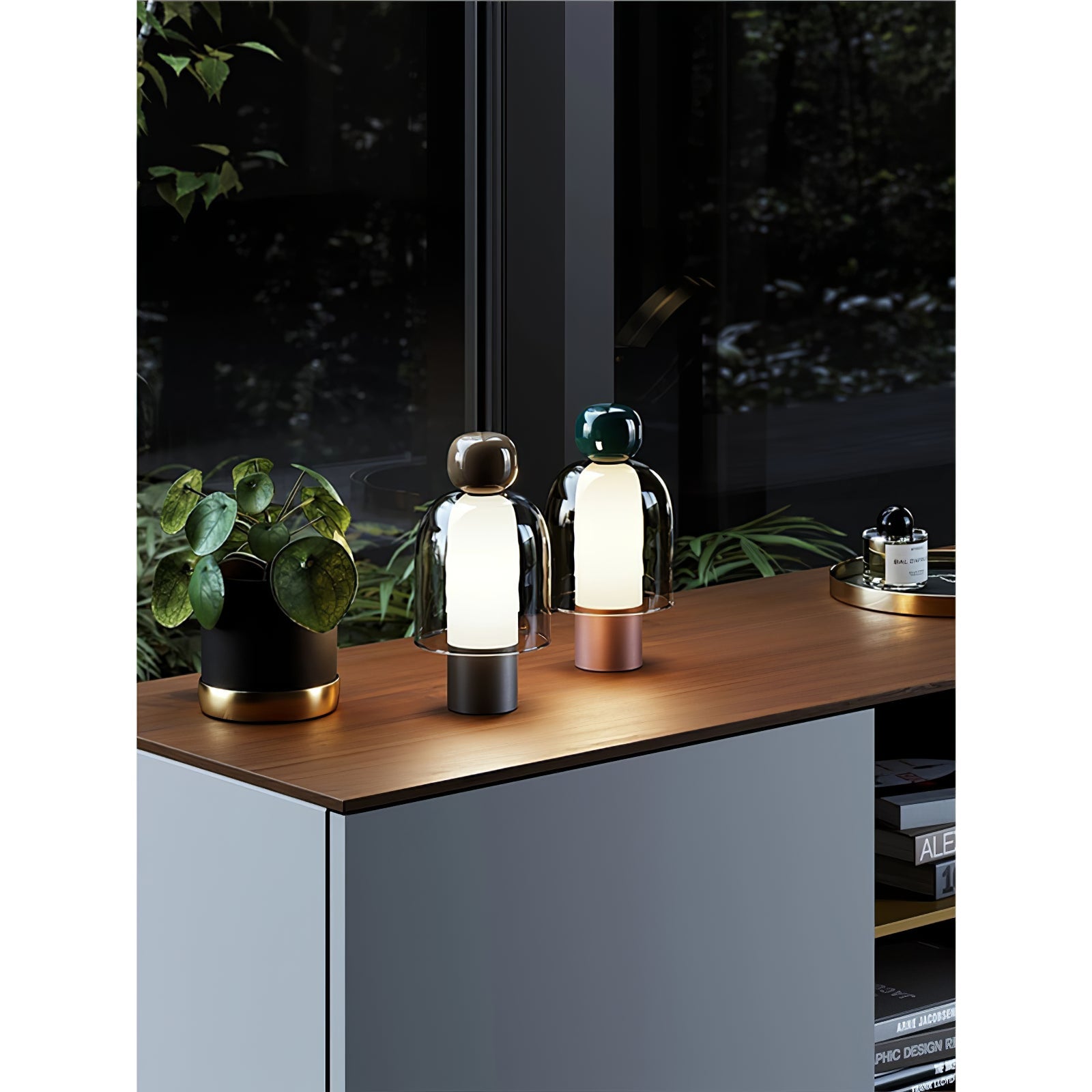Lampe de table rechargeable en verre coloré Lumina Joy – design minimaliste