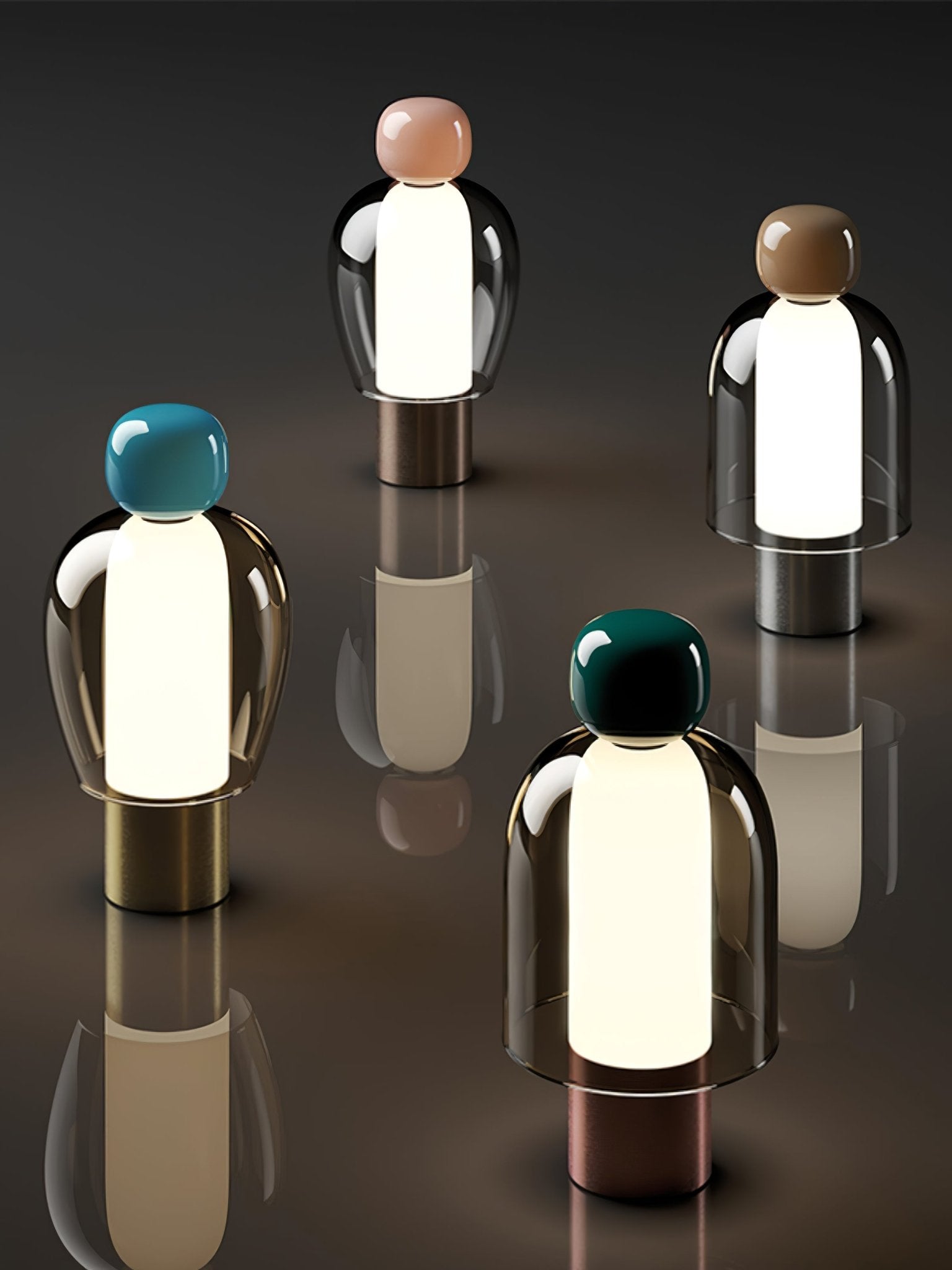 Lampe de table rechargeable en verre coloré Lumina Joy – design minimaliste