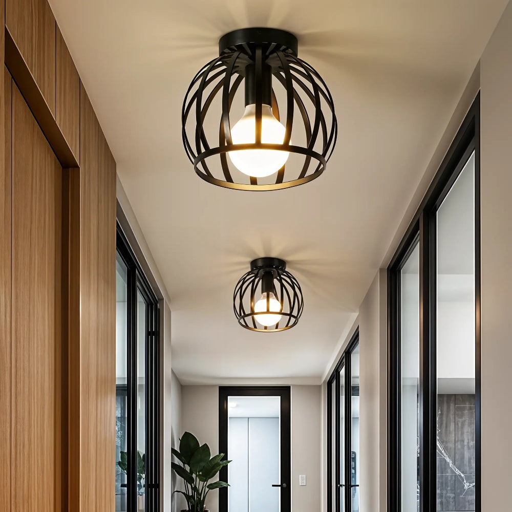 Plafonnier Noir Mat Design Ouvert
