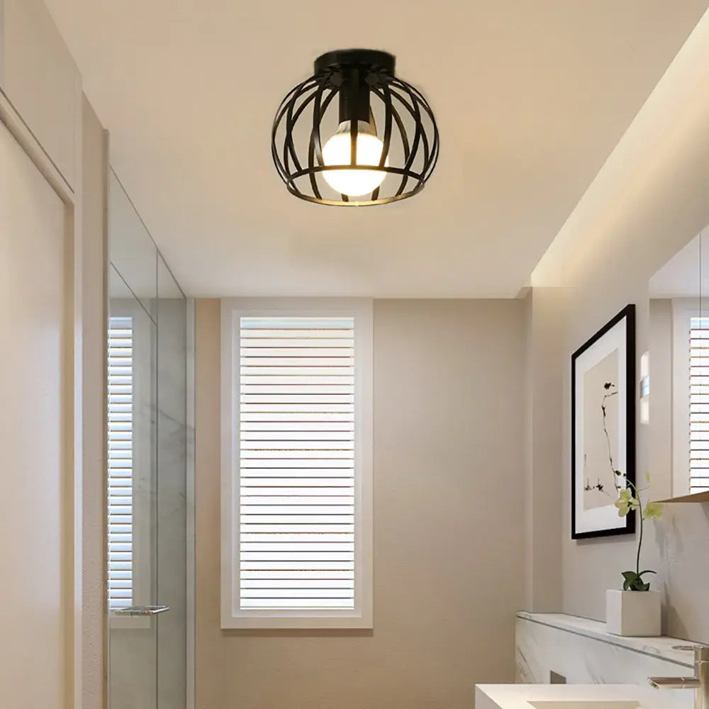 Plafonnier Noir Mat Design Ouvert