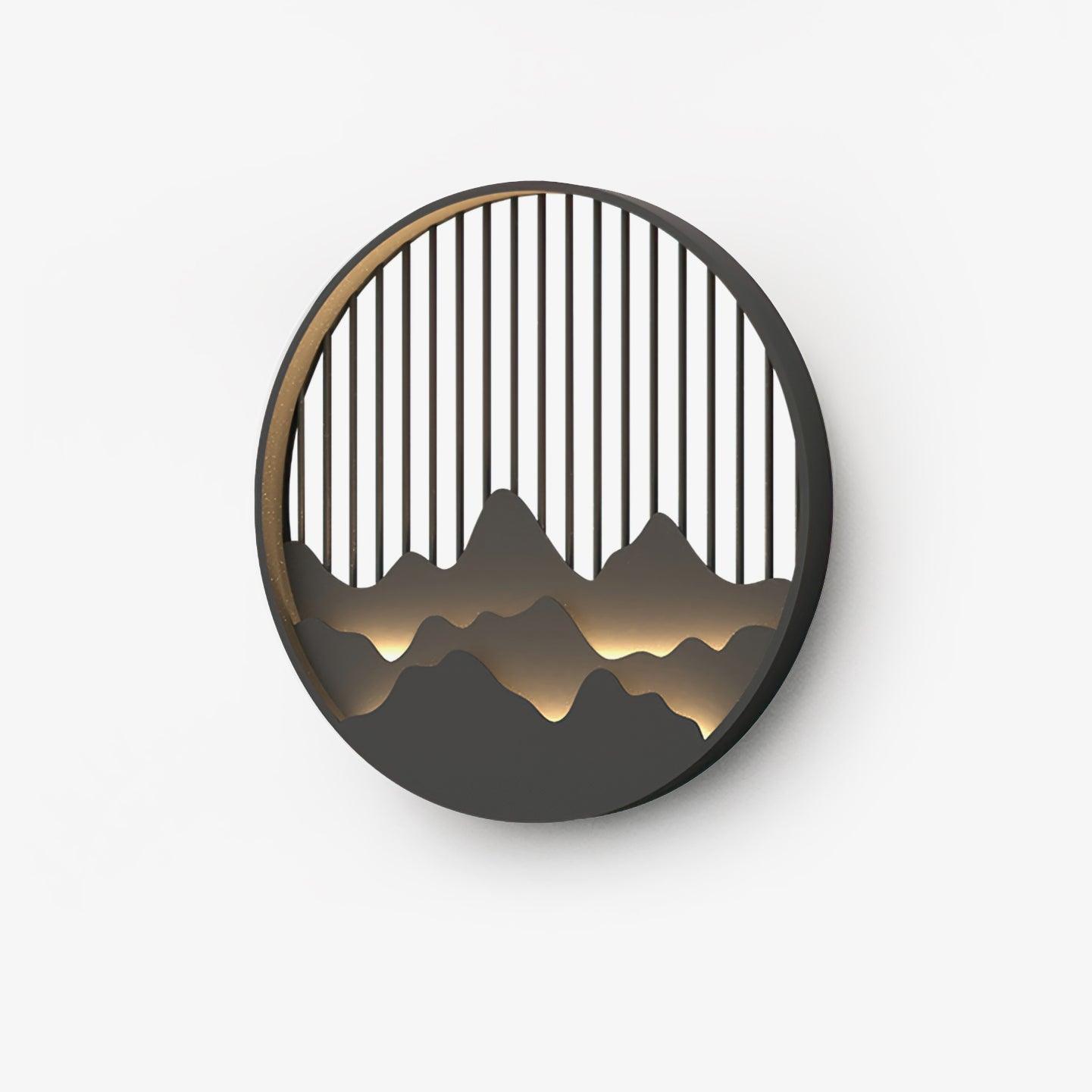 Applique murale extérieure motif montagne – cadre gris, design naturel
