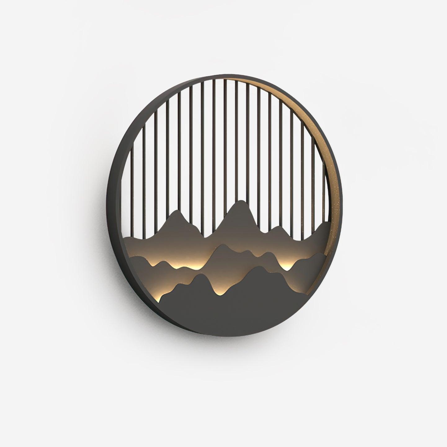 Applique murale extérieure motif montagne – cadre gris, design naturel