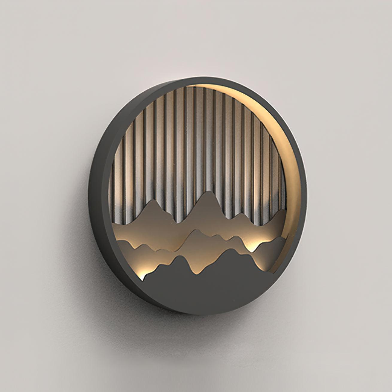 Applique murale extérieure motif montagne – cadre gris, design naturel