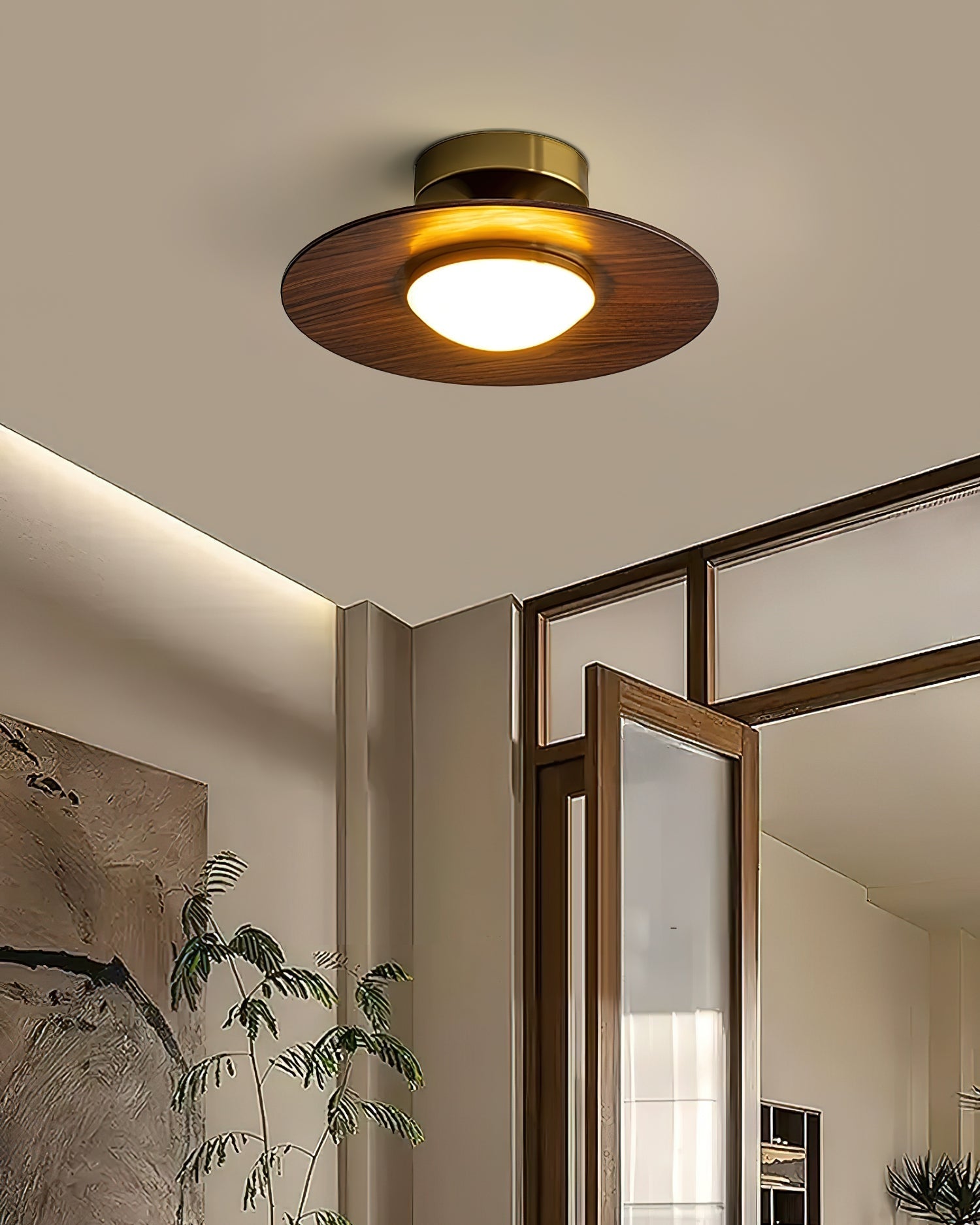 Plafonnier Moderne Bois & Doré