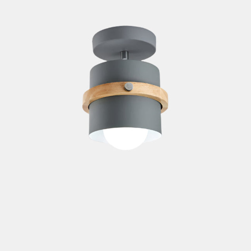 Plafonnier Cylindrique Orientable Bois & Métal