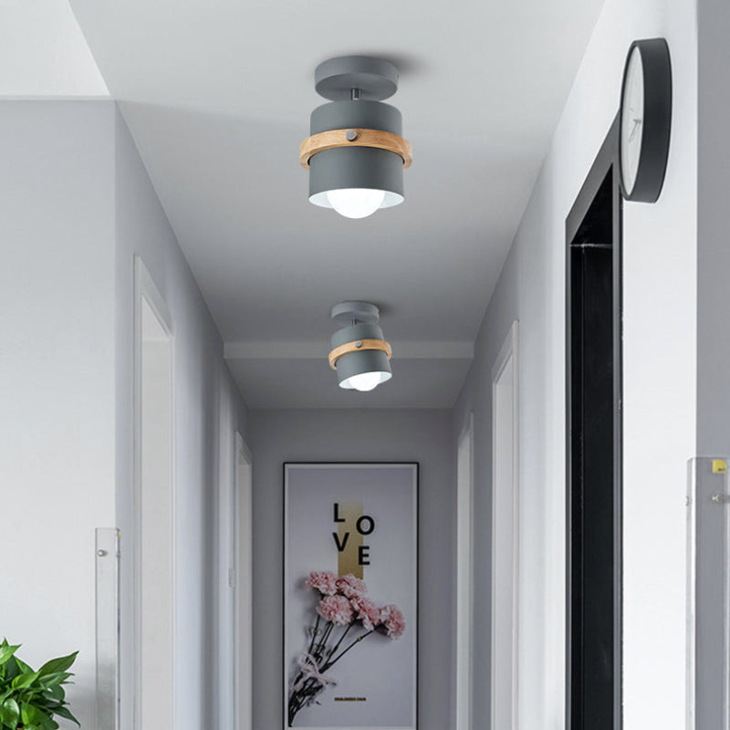 Plafonnier Cylindrique Orientable Bois & Métal