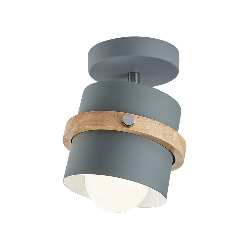 Plafonnier Cylindrique Orientable Bois & Métal