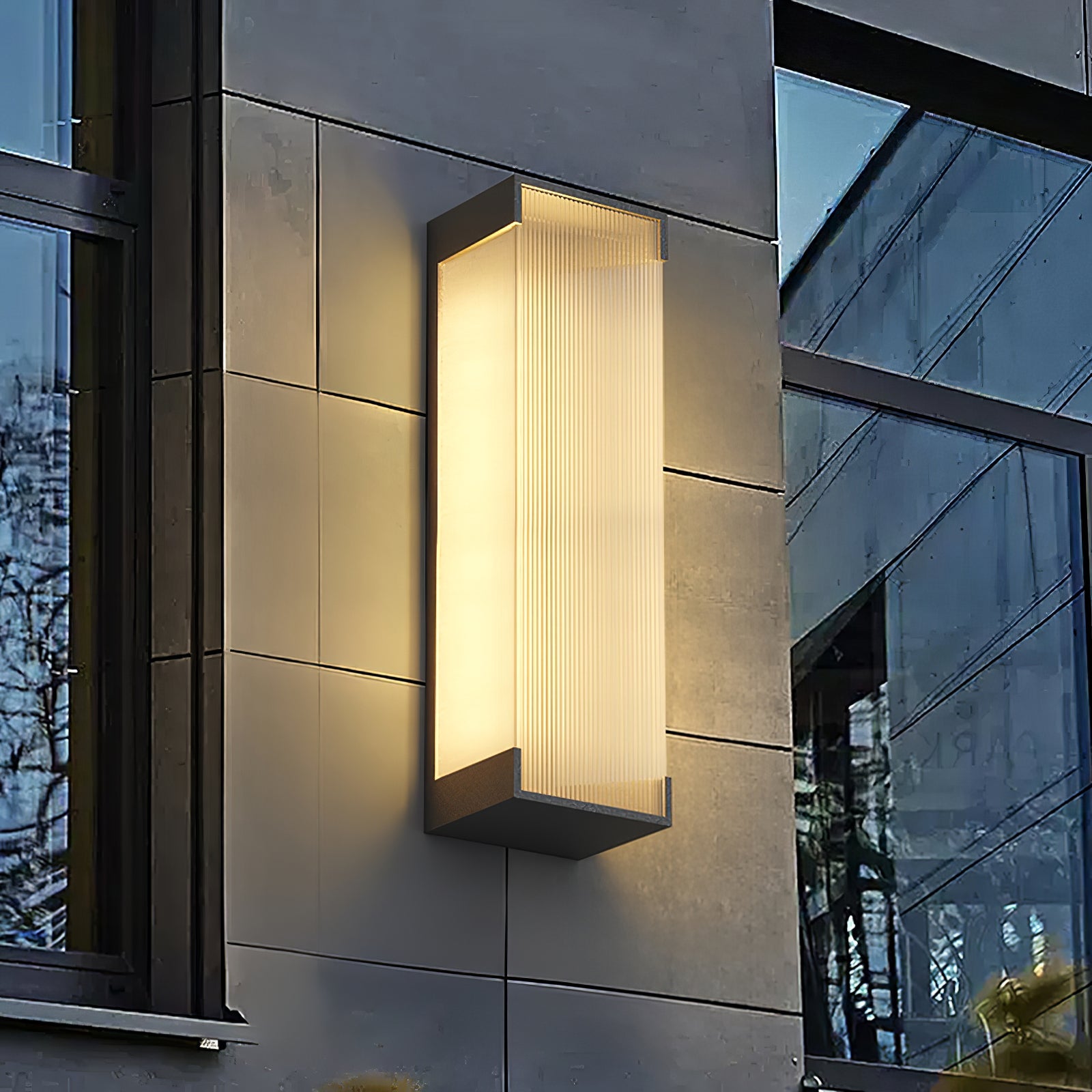 Applique murale solaire rectangulaire LED – panneau PC strié, sans câble