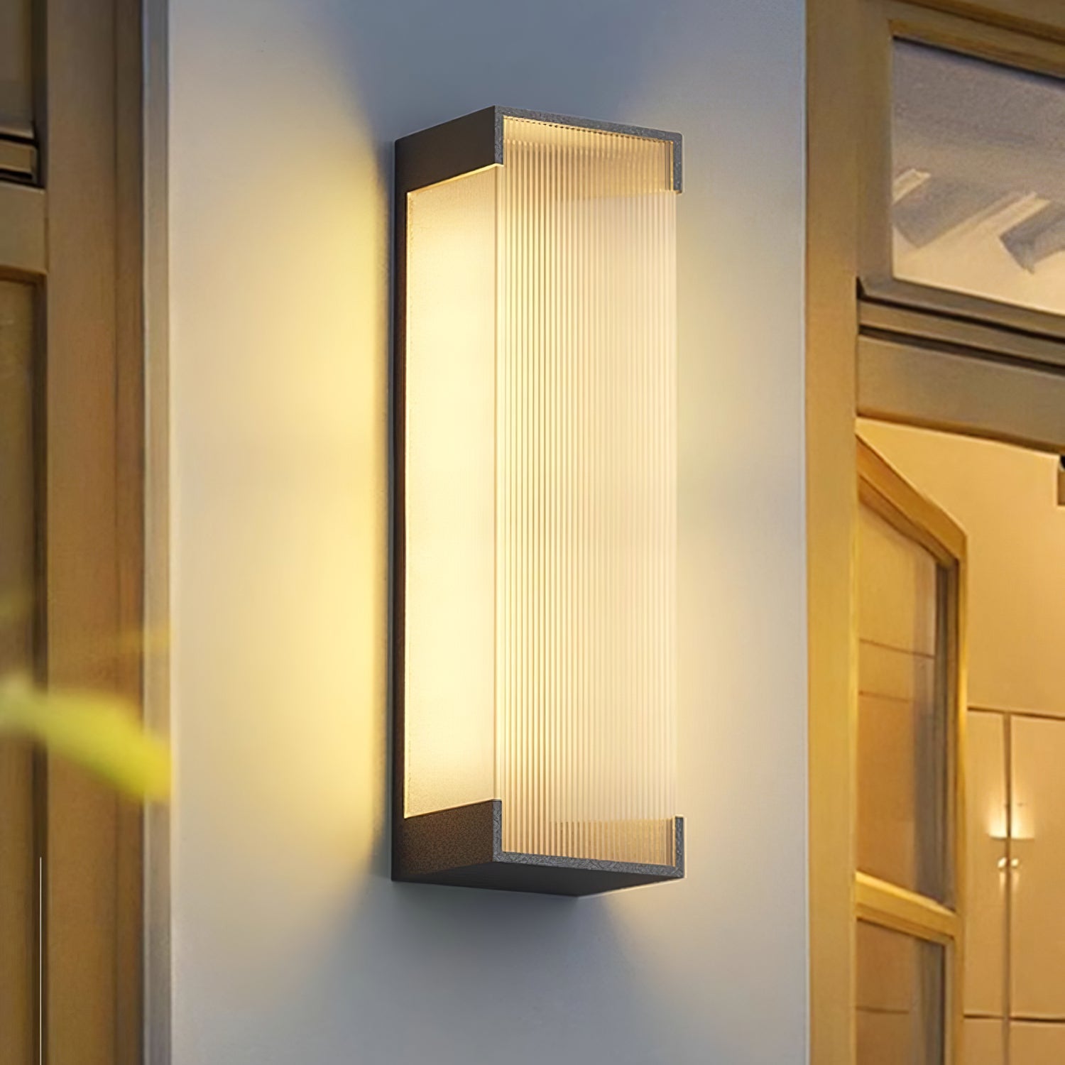 Applique murale solaire rectangulaire LED – panneau PC strié, sans câble