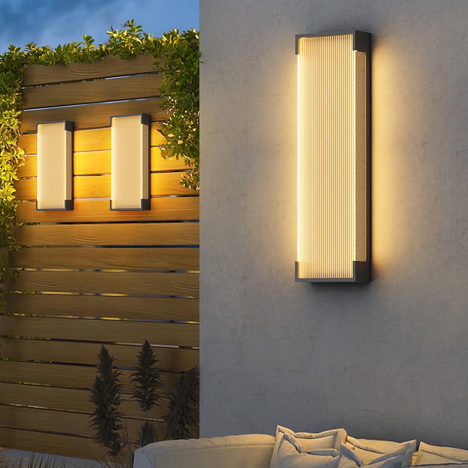 Applique murale solaire rectangulaire LED – panneau PC strié, sans câble
