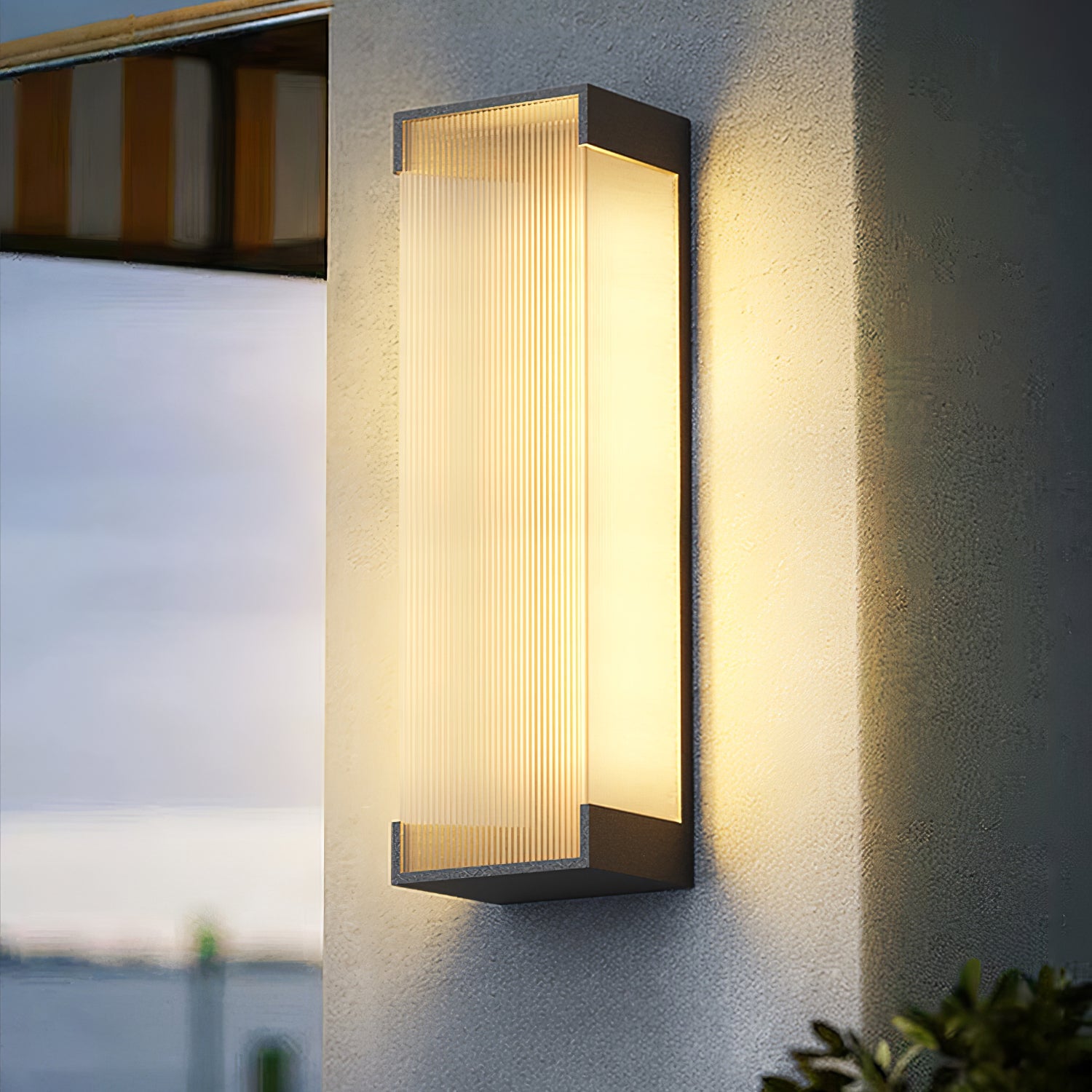 Applique murale solaire rectangulaire LED – panneau PC strié, sans câble