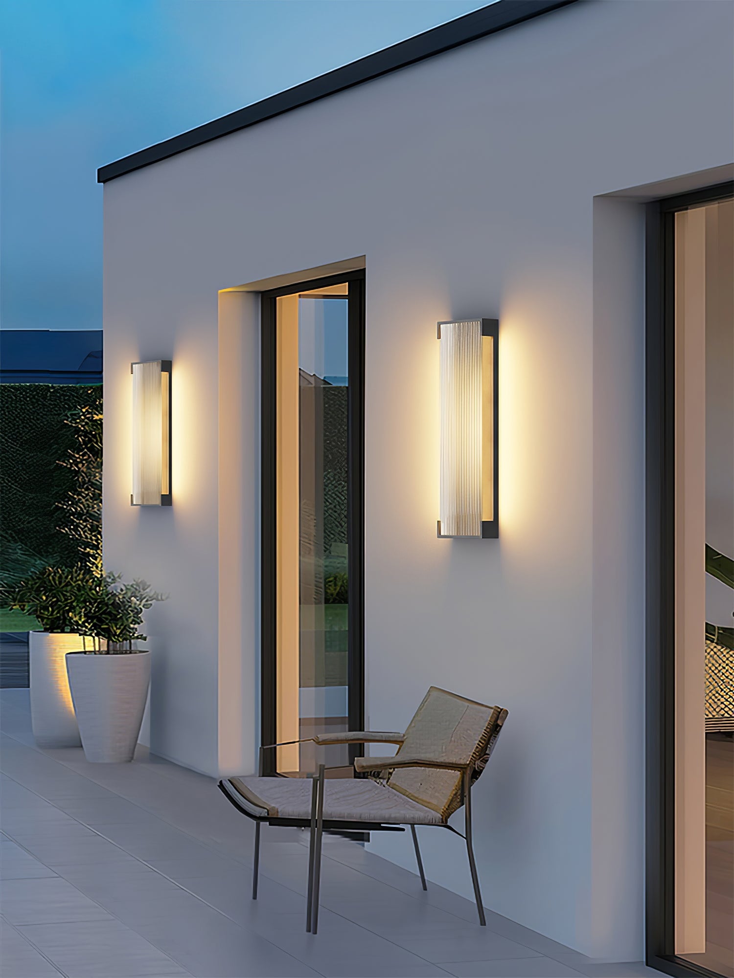 Applique murale extérieure rectangulaire LED – panneau PC strié, lumière chaude