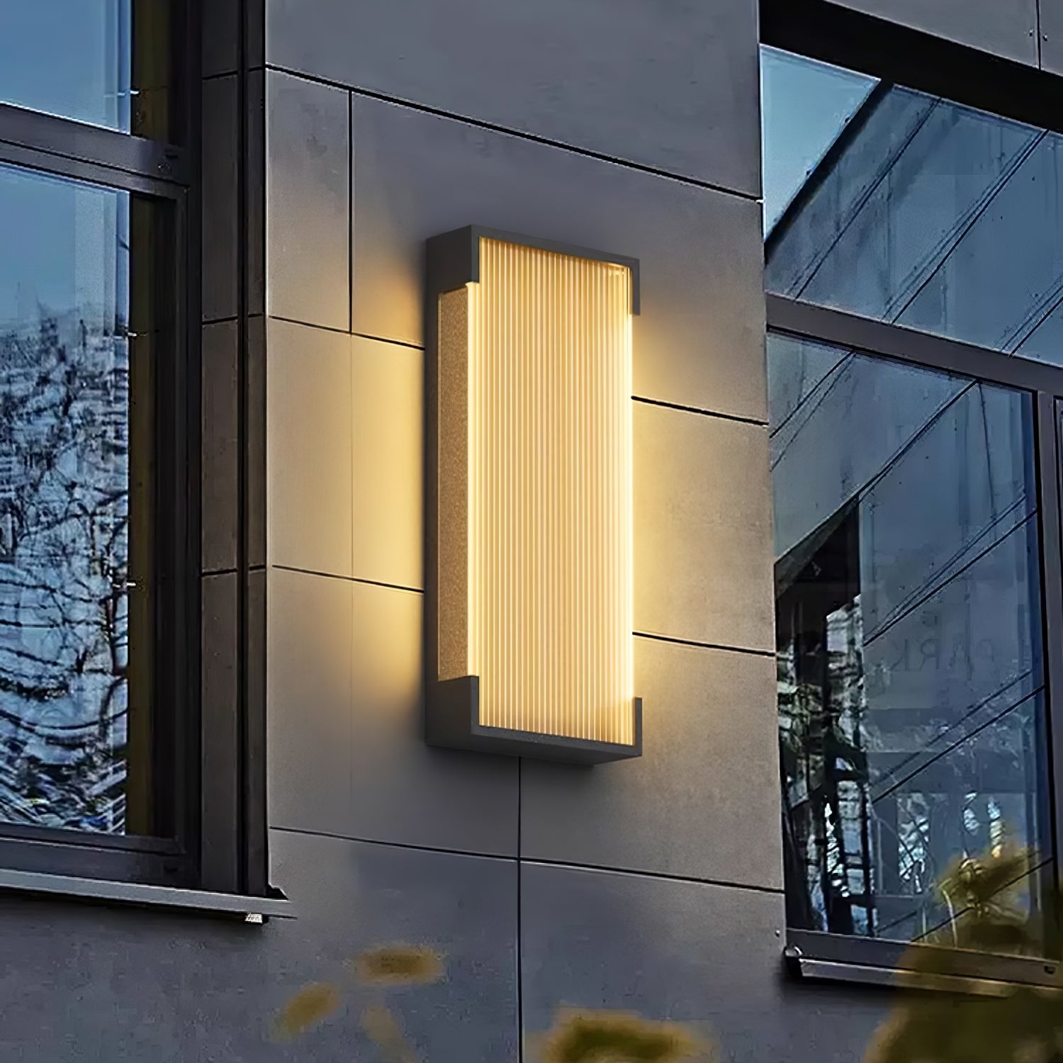 Applique murale solaire rectangulaire LED – panneau PC strié, sans câble