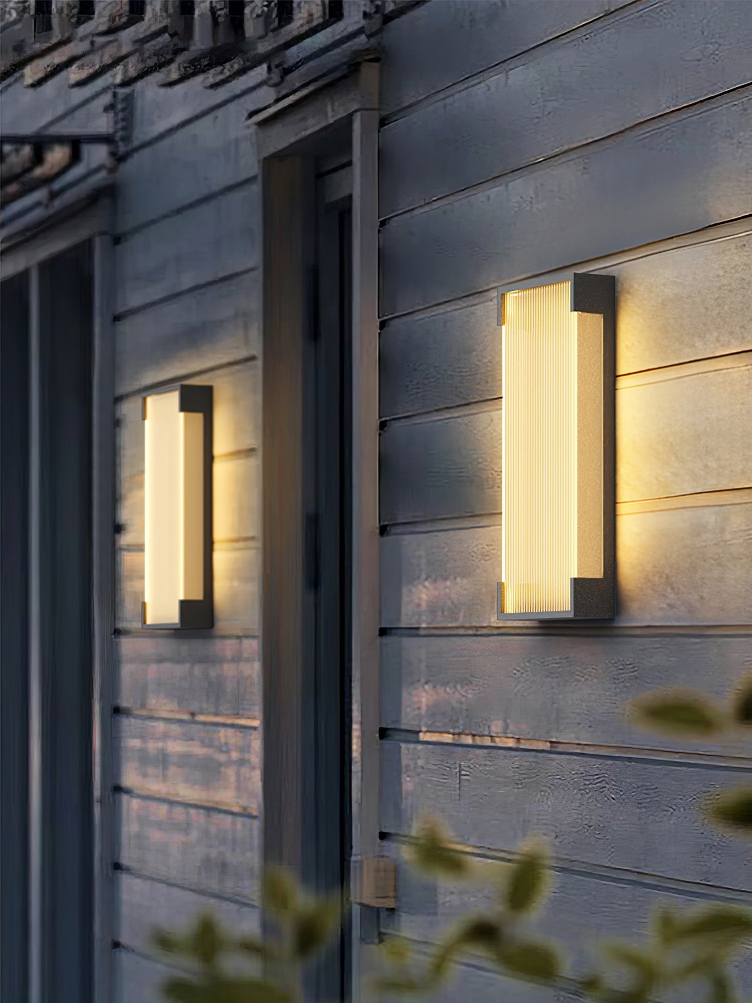 Applique murale extérieure rectangulaire LED – panneau PC strié, lumière chaude