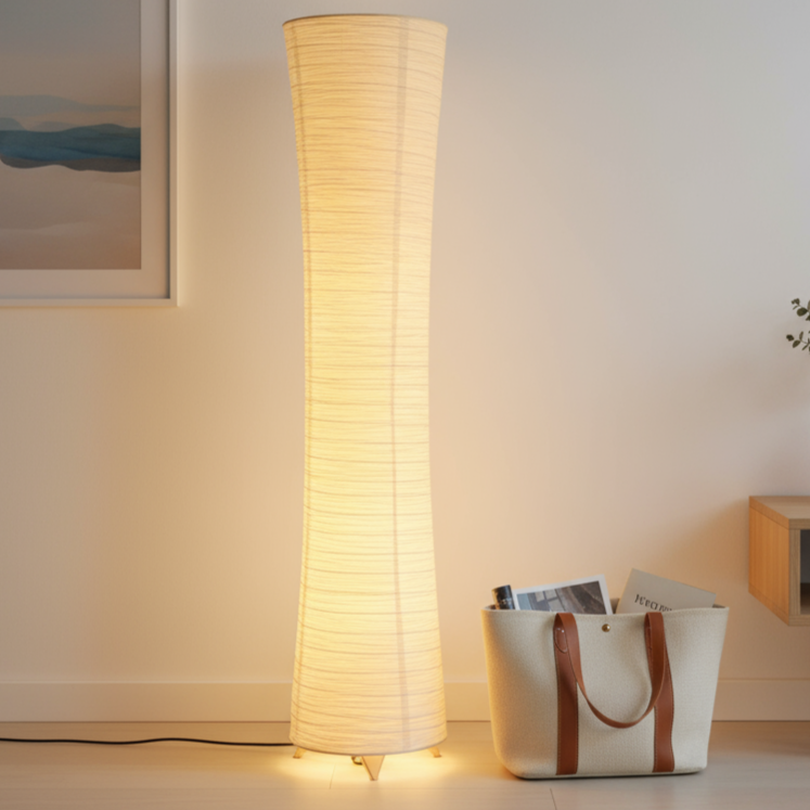 Lampadaire papier minimaliste Hinora