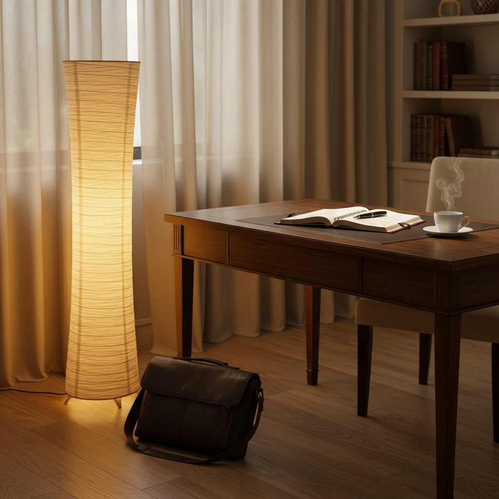 Lampadaire papier minimaliste Hinora