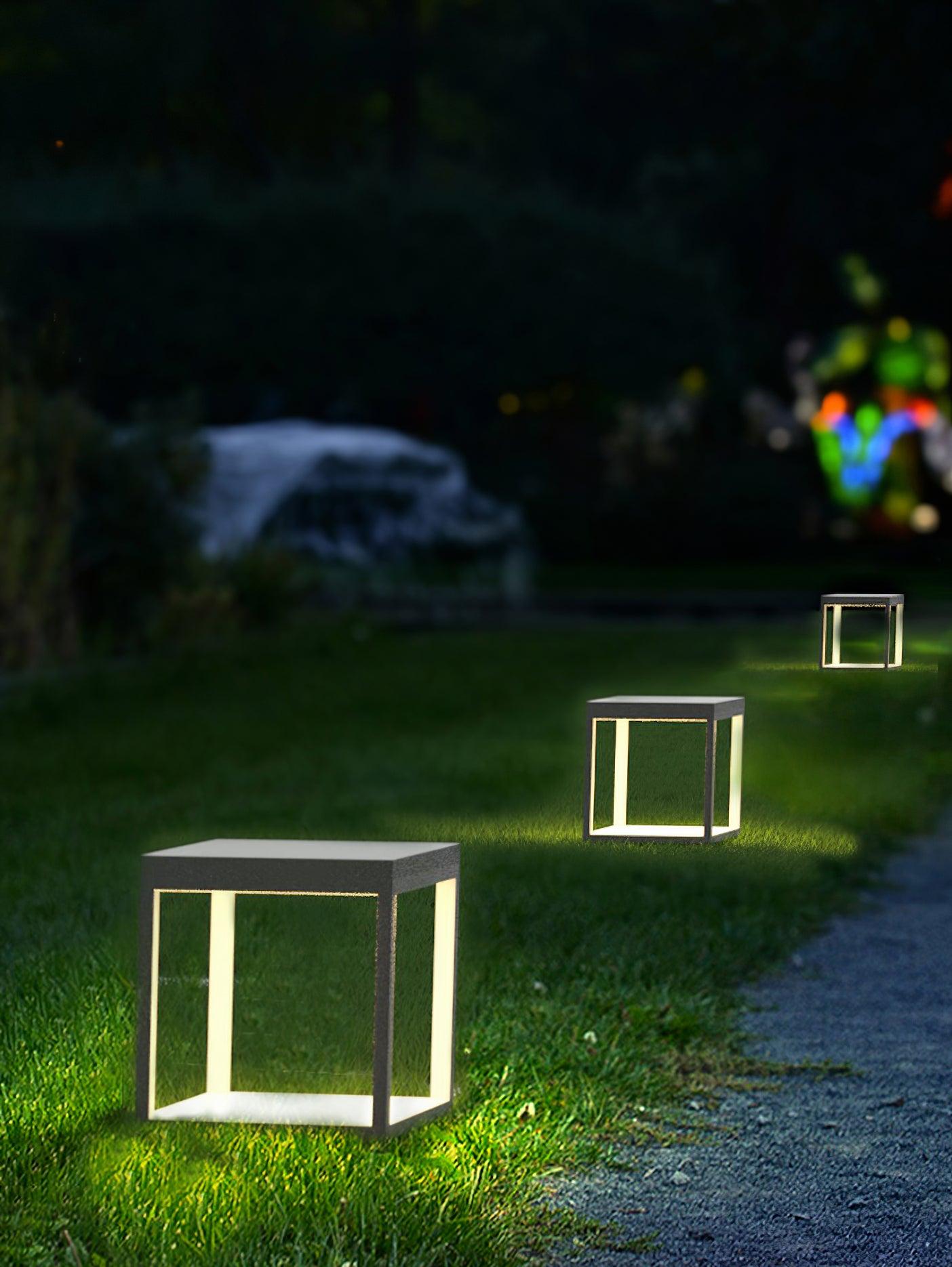 Borne extérieure LED cadre carré – ambiance chaleureuse jardin et terrasse