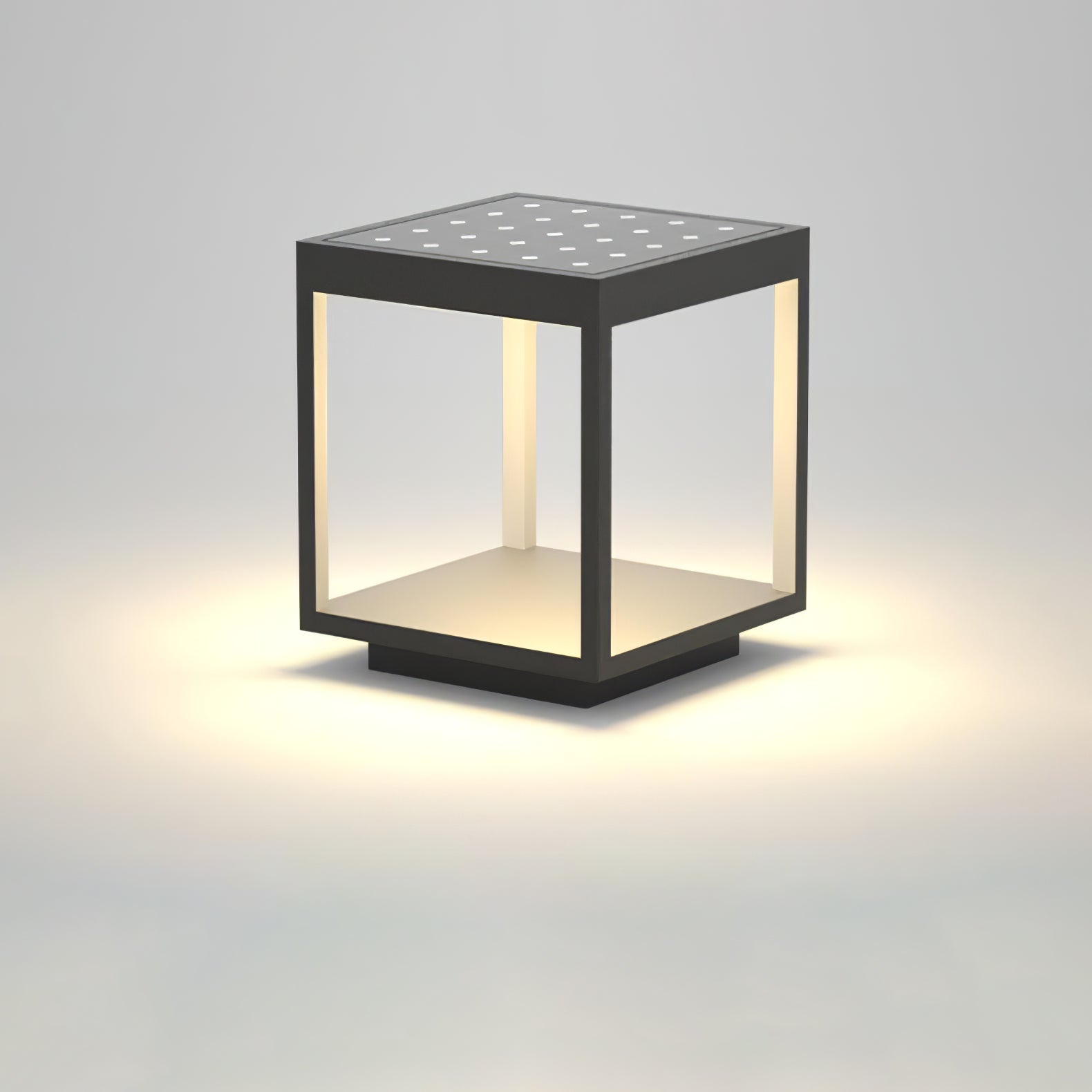 Borne extérieure LED cadre carré – ambiance chaleureuse jardin et terrasse