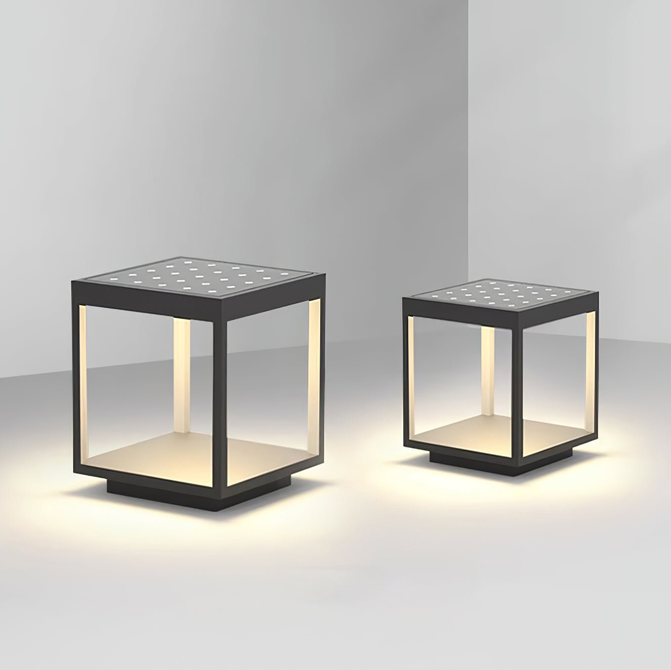 Borne extérieure LED cadre carré – ambiance chaleureuse jardin et terrasse