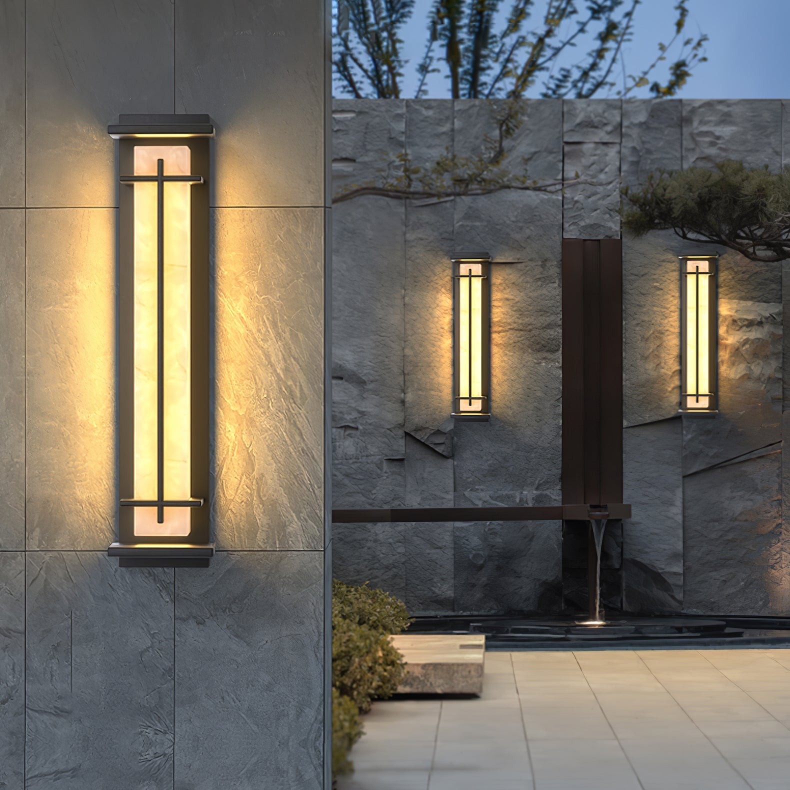 Applique murale extérieure carrée en albâtre – IP65, 3 tailles disponibles