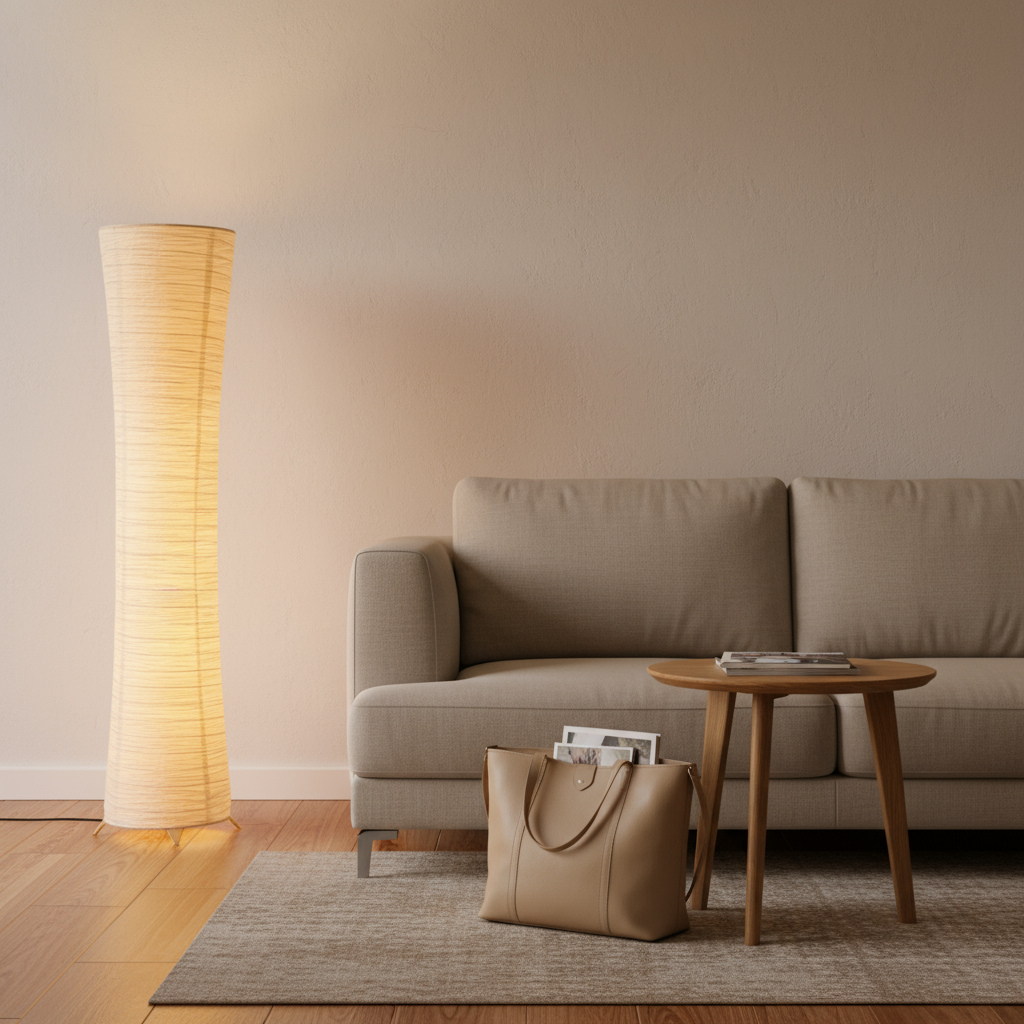 Lampadaire papier minimaliste Hinora
