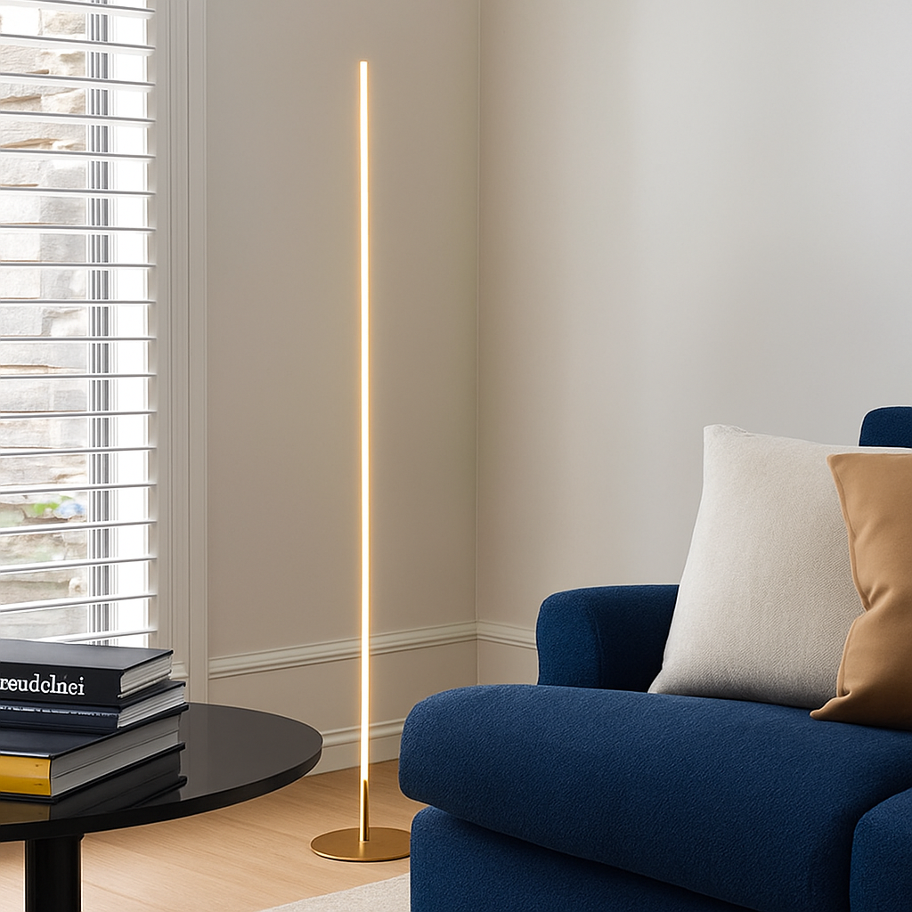 Lampadaire LED minimaliste en métal noir – design épuré Lucien