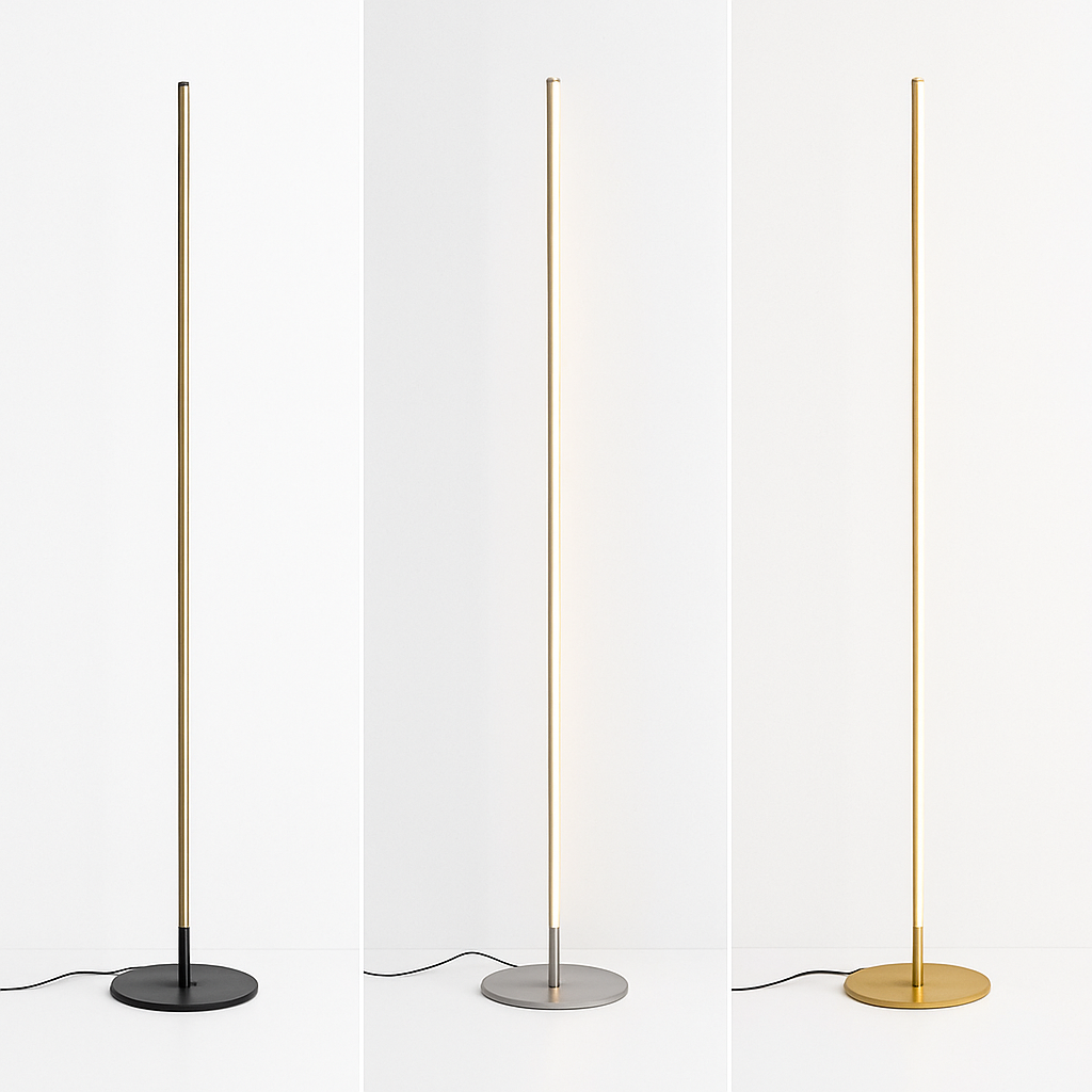 Lampadaire LED minimaliste en métal noir – design épuré Lucien