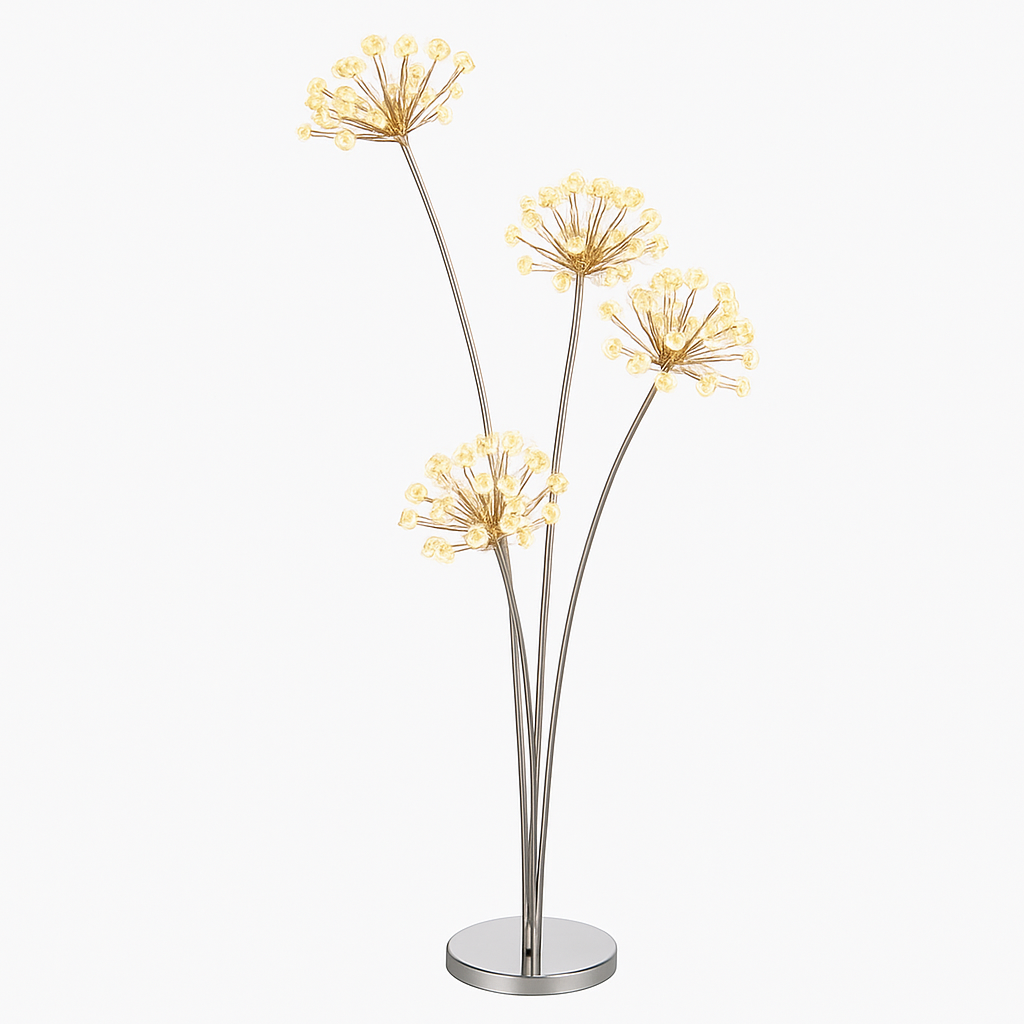 Lampadaire LED en cristal en forme de fleurs – design élégant 3 à 5 bras