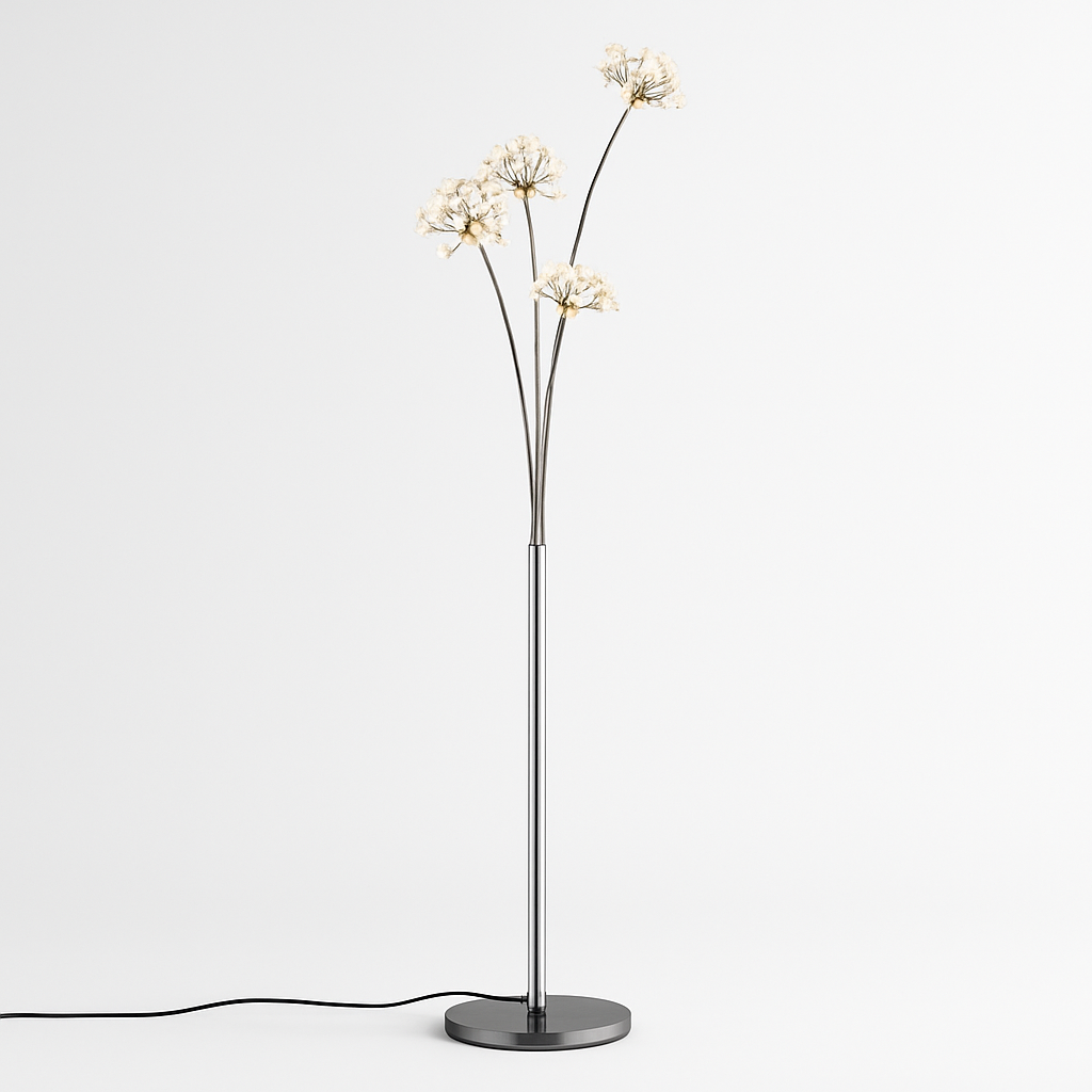 Lampadaire LED en cristal en forme de fleurs – design élégant 3 à 5 bras